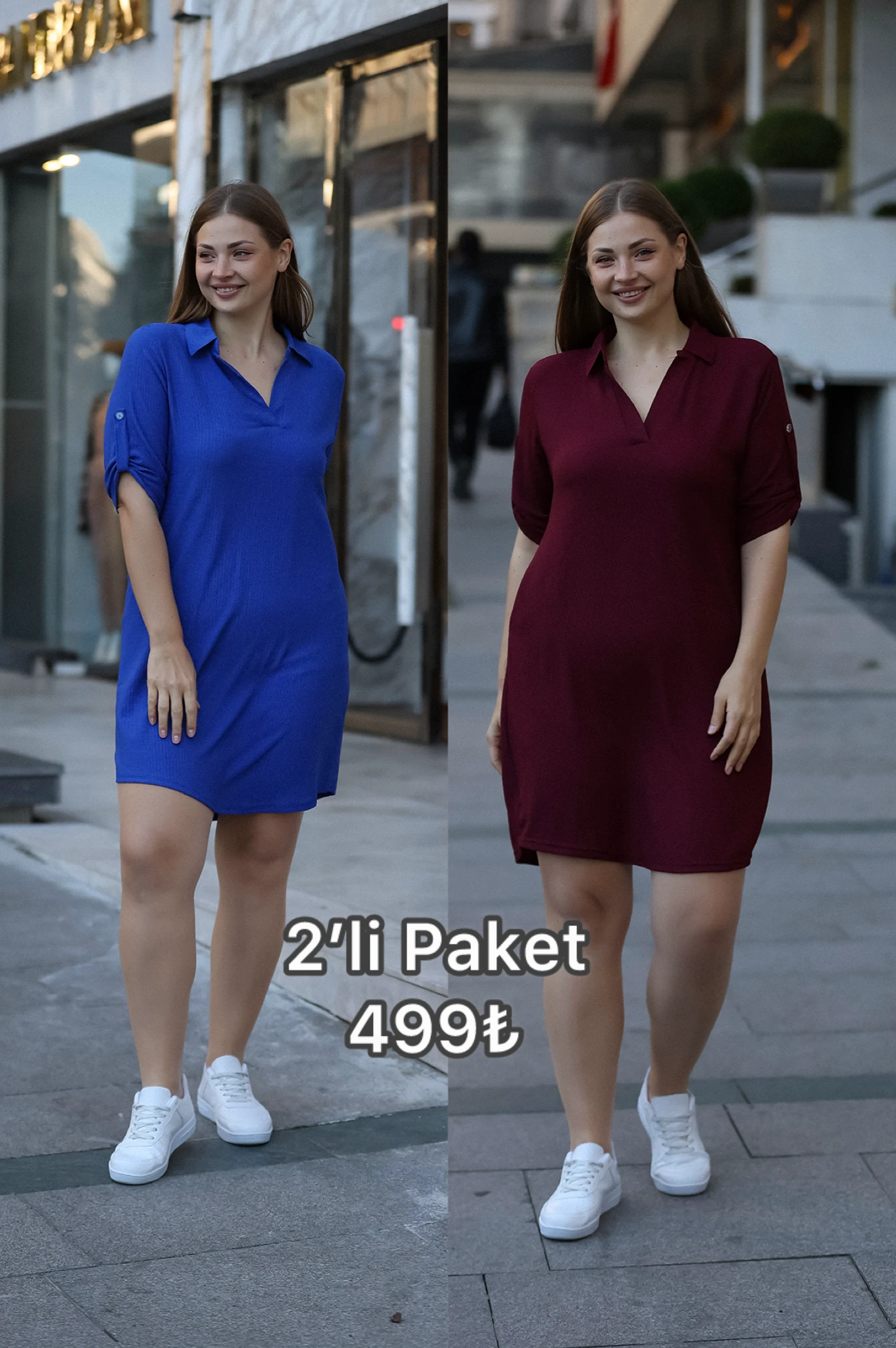 2 Lİ Paket Gömlek Yaka Elbise
