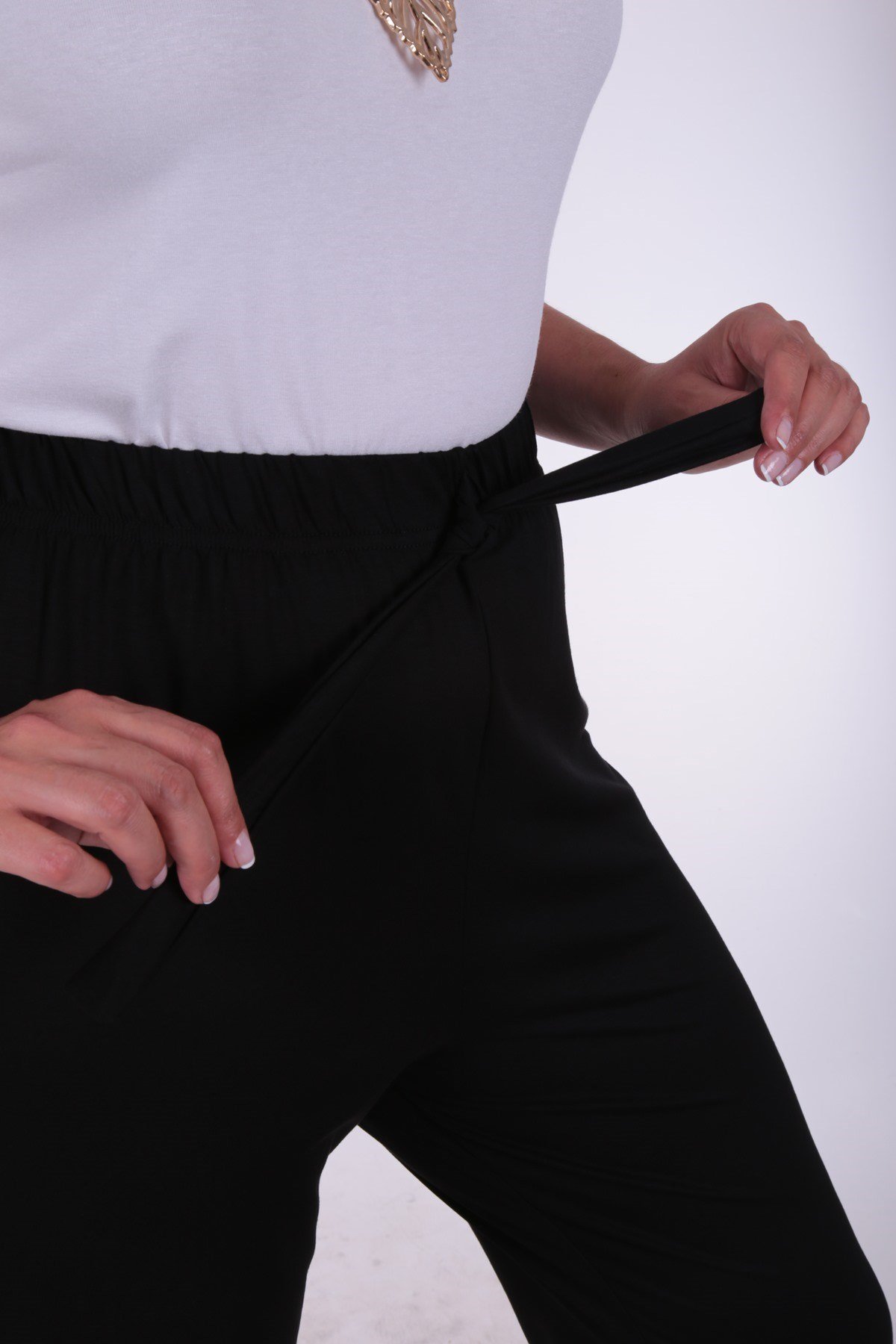 Düz Viskon Büyük Beden Siyah Pantolon