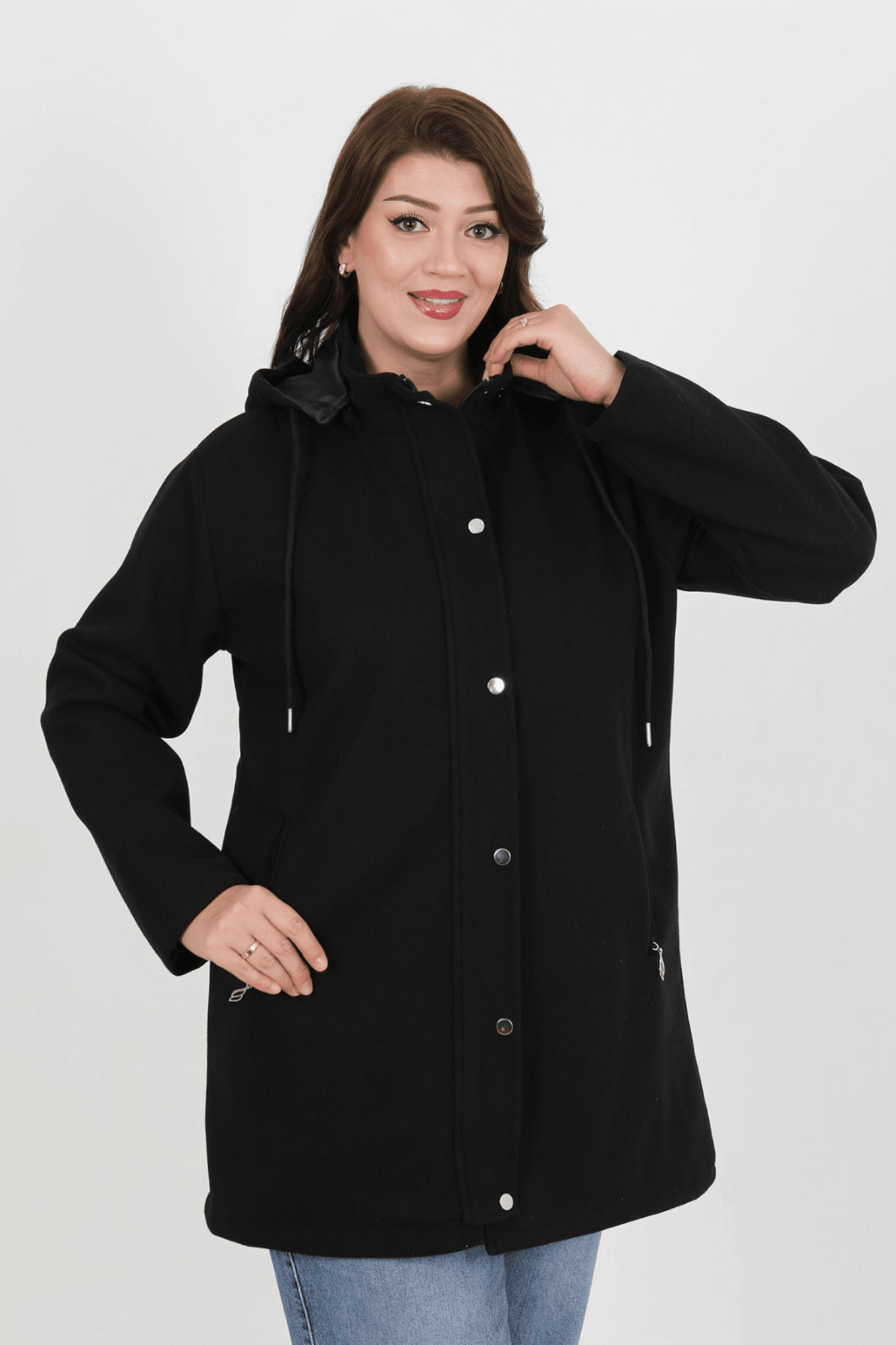 Büyük Beden Kısa Kaşe Mont