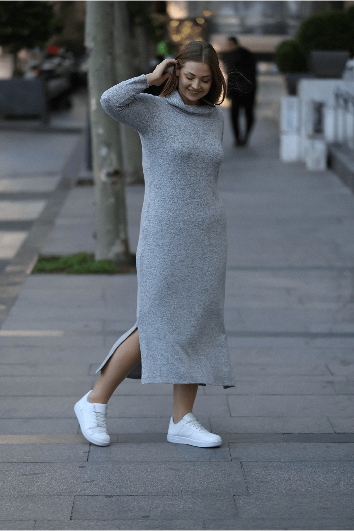 Büyük Beden Degaje Yaka Yumoş Elbise