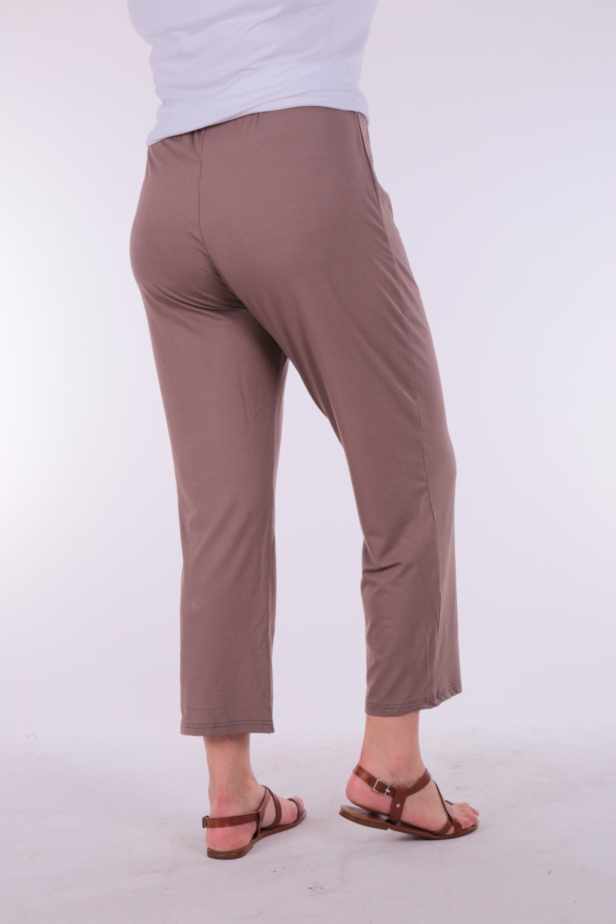 Düz Viskon Büyük Beden Açık Kahve Pantolon