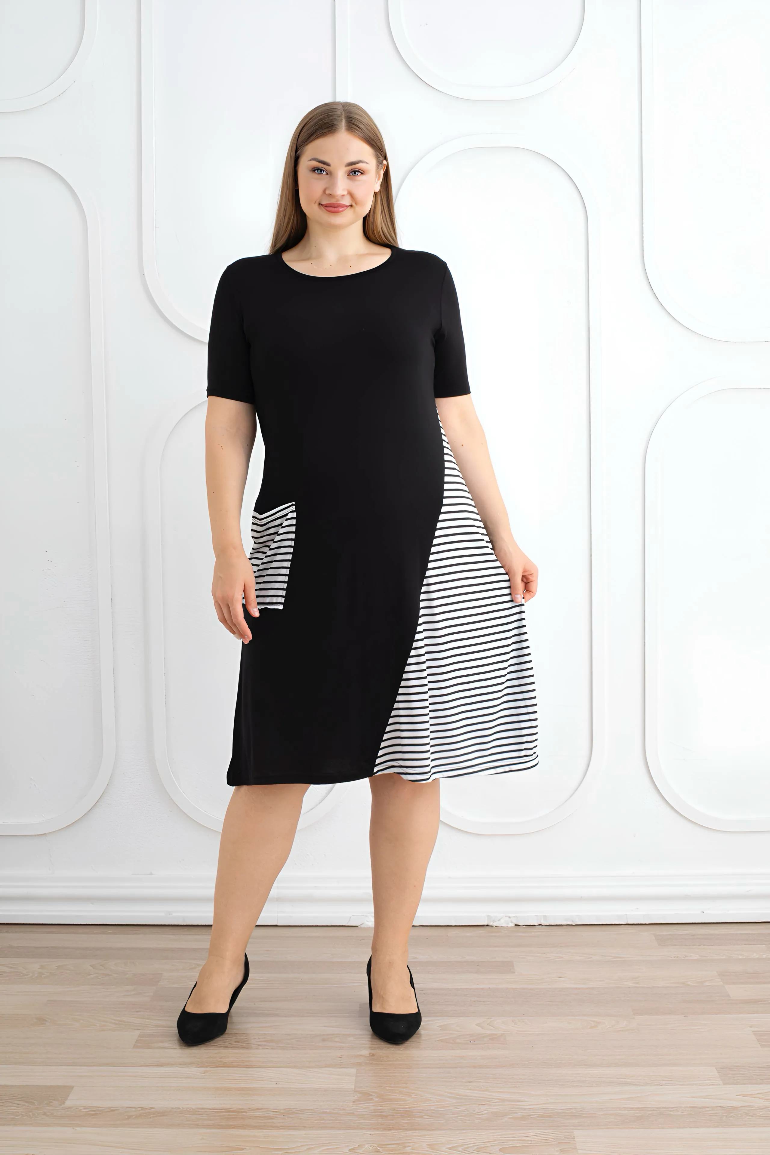 2 Li Paket Rahat Kalıp Viskon Elbise Garnili