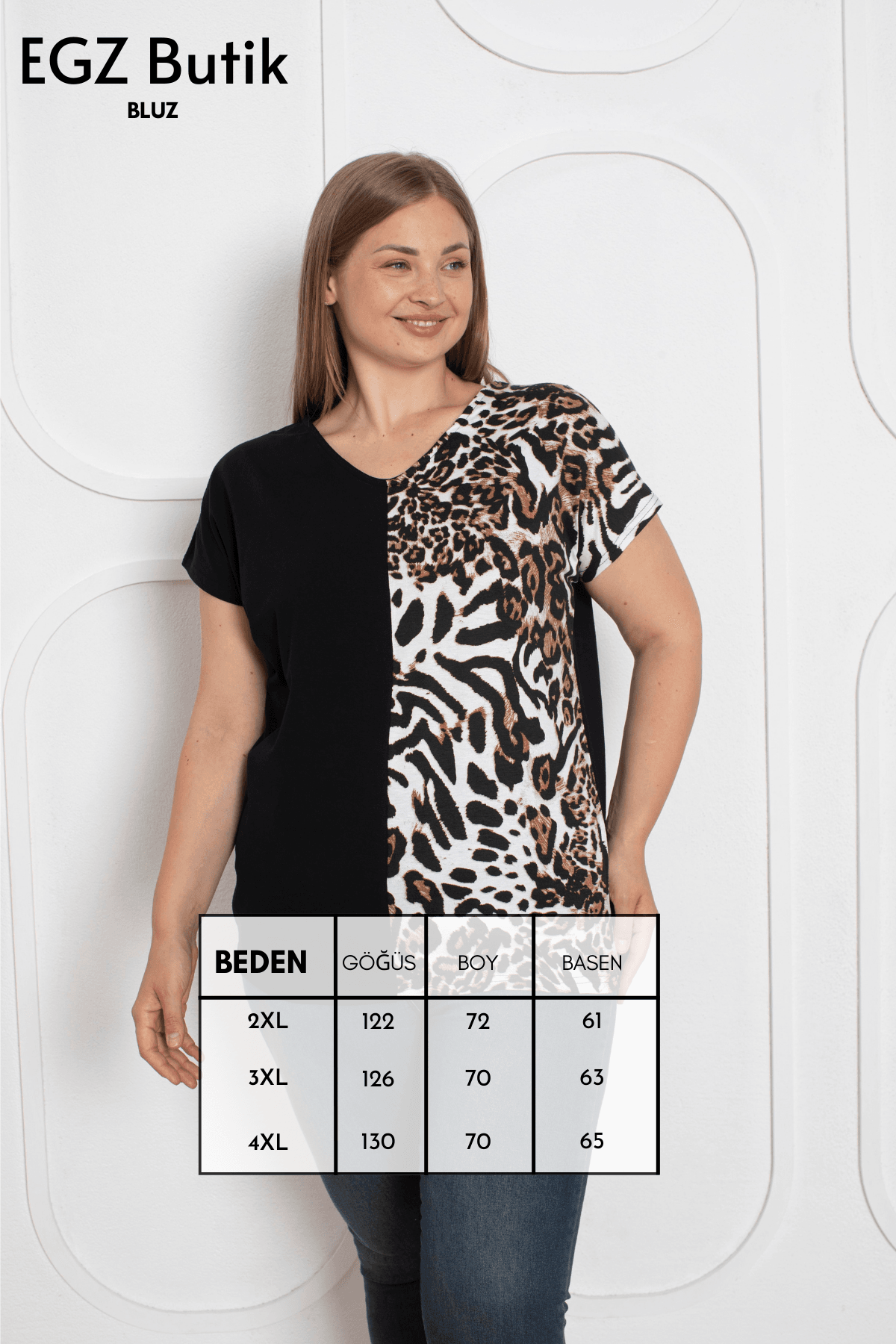 Siyah Garnili Büyük Beden Bluz