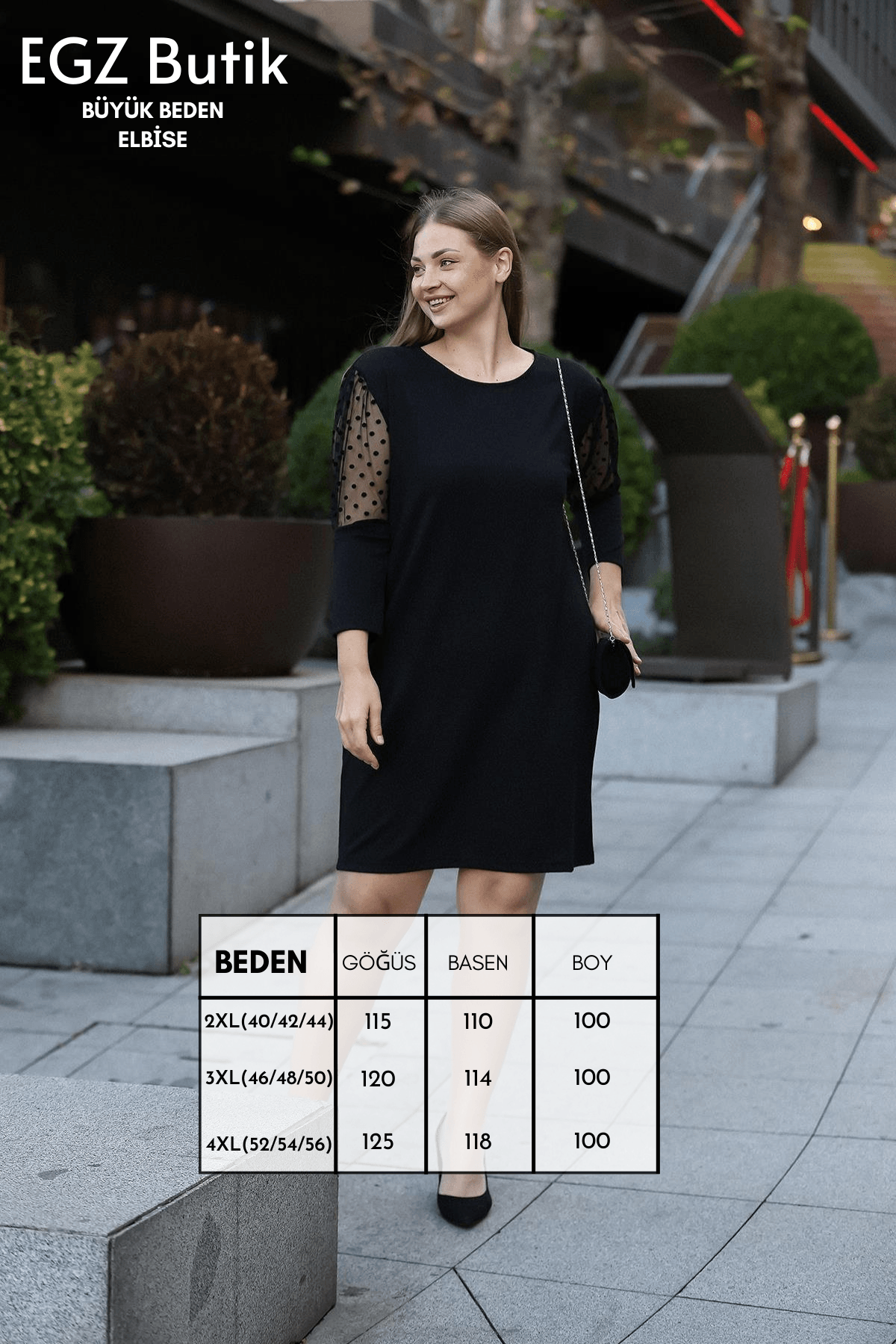 Kruvaze Büyük Beden Siyah Elbise