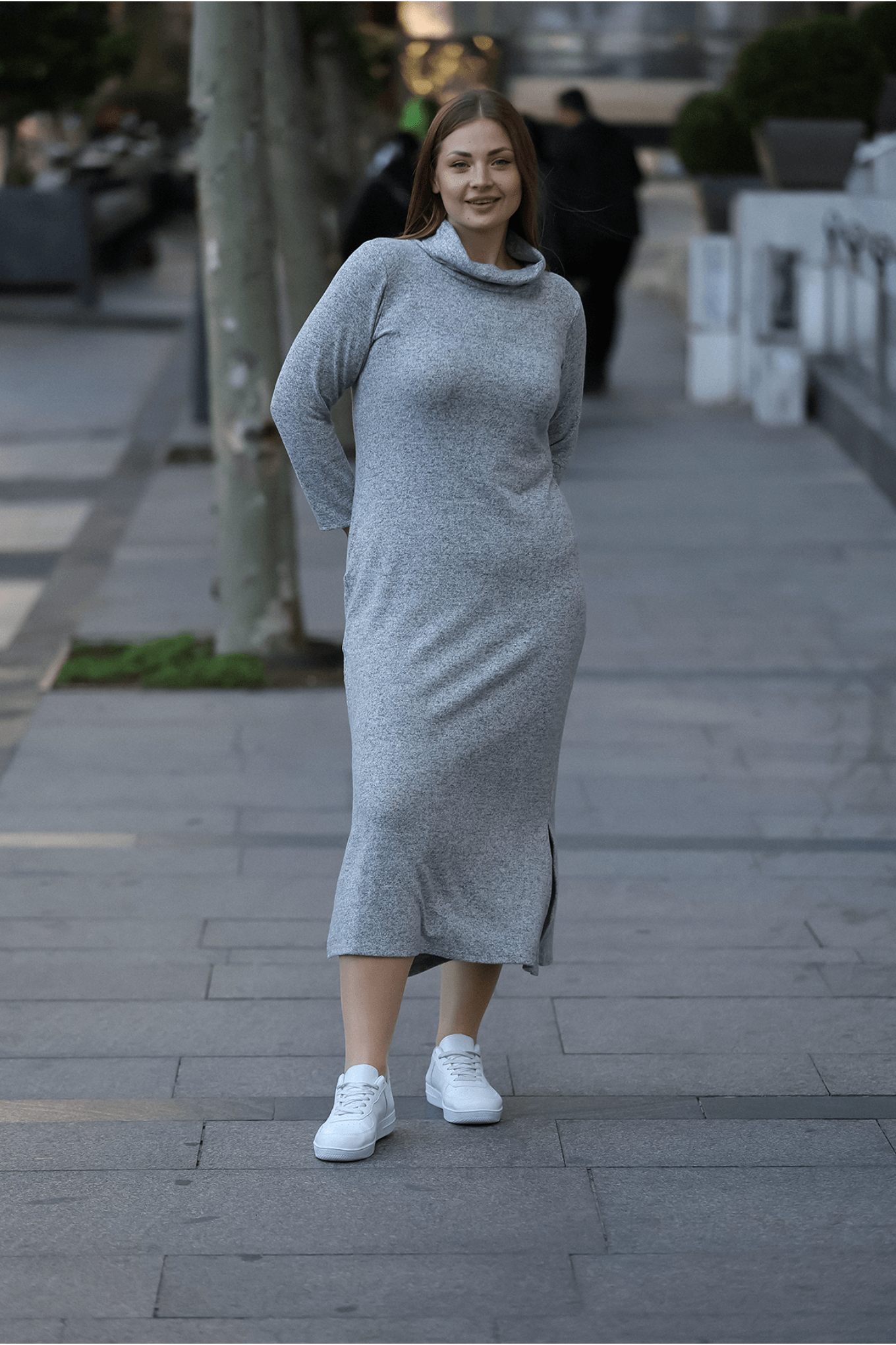 Büyük Beden Degaje Yaka Yumoş Elbise