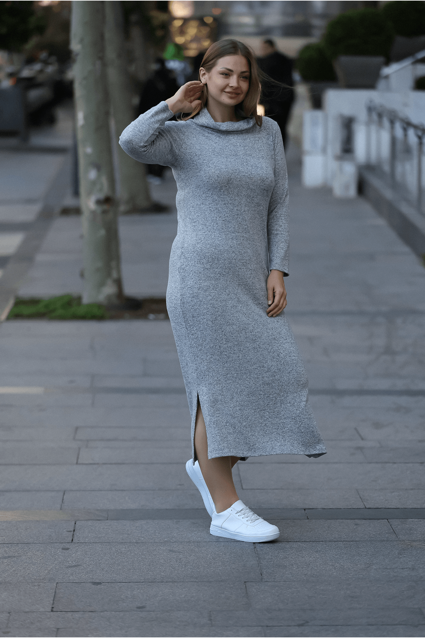 Büyük Beden Degaje Yaka Yumoş Elbise