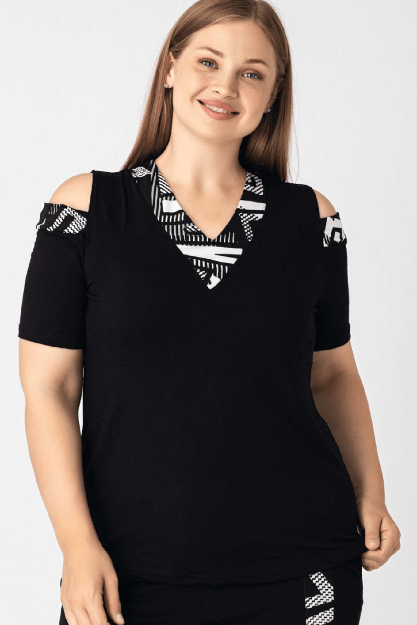 Omuz Pencere Garnili Şerit İkili Takım Çizgi Desen