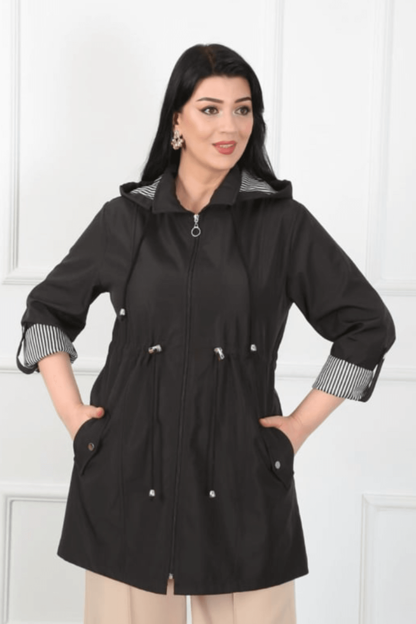 Büyük Beden Bondit Trenç 