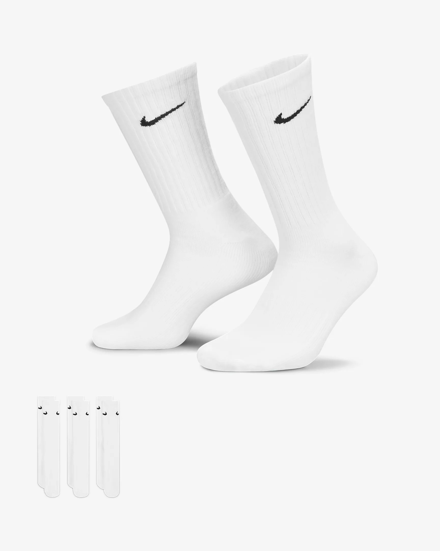 Nike Everyday Plus Cushioned Crew Antrenman Çorapları (3 Çift) - Beyaz