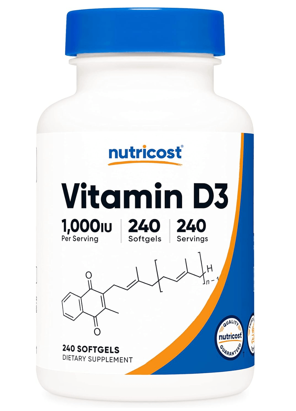 Nutricost Vitamin D3 1000 iu Softgels, 240 Softgels - Non-GMO & Gluten Free