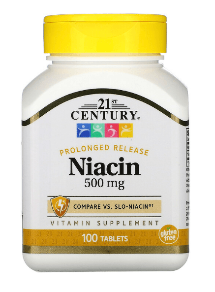 21st Century, Niacin, Prolonged Release, 500 mg, 100 Tablet. USA