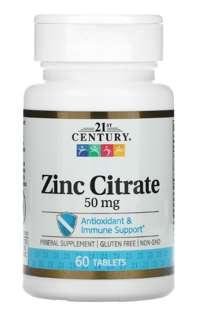 21st Century, Zinc Citrate, 50 mg, 60 Tablets Bağışıklık Sistemi.