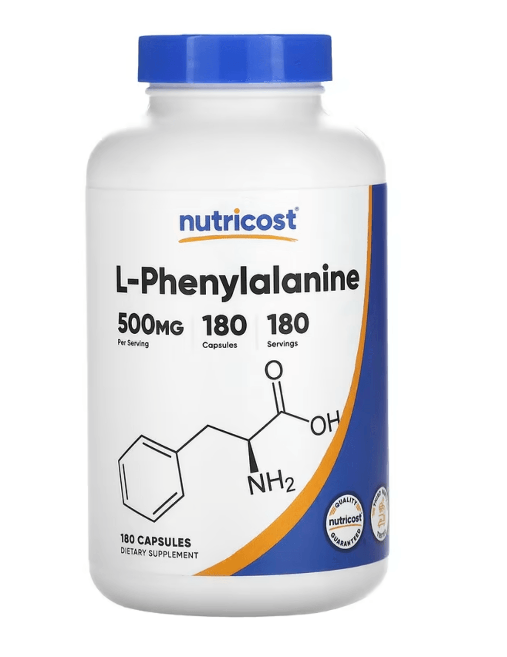 Nutricost L-Phenylalanine 500mg; 180 Capsules - Non-GMO, Amino Acid. TR YETKİLİ SATICISI