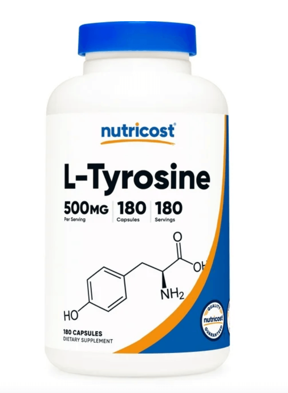 Nutricost L-Tyrosine 500mg, 180 Capsules - Non-GMO & Gluten Free.Usa