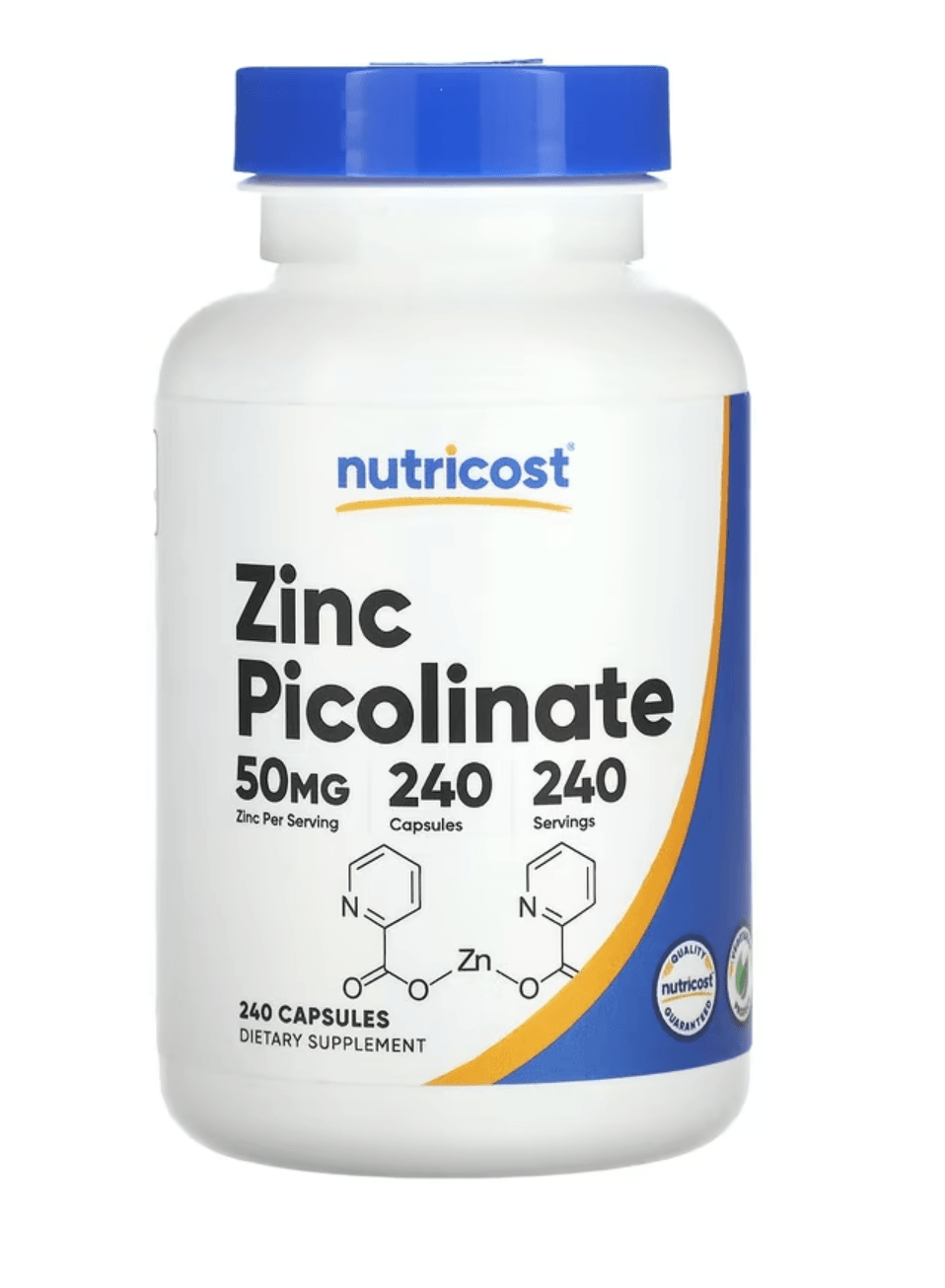 Nutricost Zinc Picolinate 50mg (240 Vegetarian Capsules) - Gluten Free & Non-GMO.TR YETKİLİ SATICISI