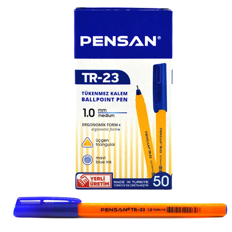 Pensan 2023 Üçgen Tükenmez Kalem 0.1 Mm Tr-23 Mavi 1 Kutu 50 Adet