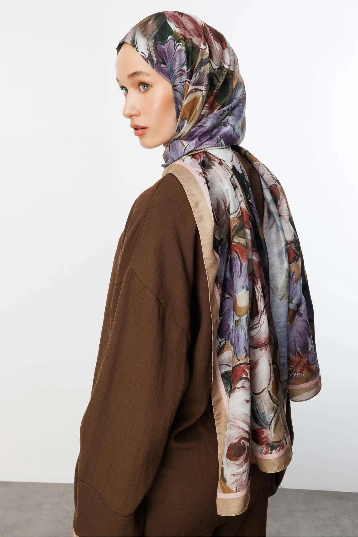 Bej Rossel Desen Pamuk Şal