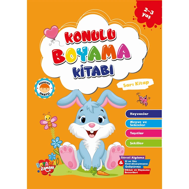 Boyama Zamanı Konulu Boyama Sarı Kitap 2-3 Yaş
