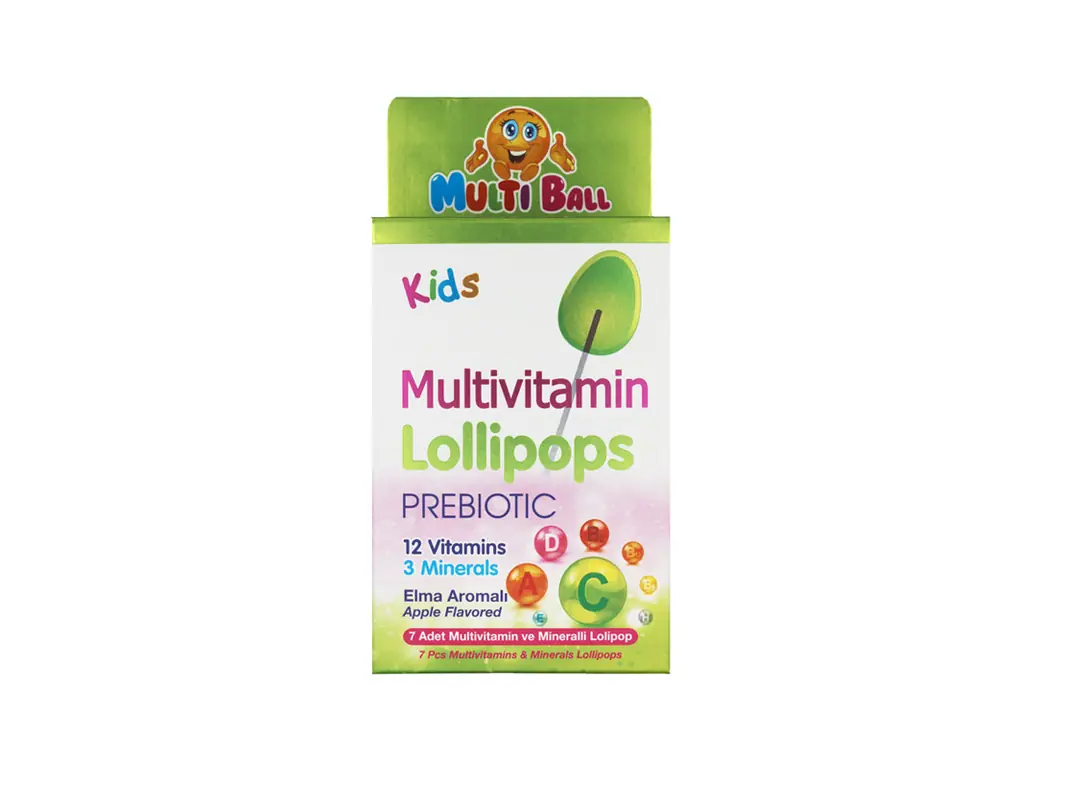 Multiball Packaging Multiball Kids Multivitamin ve Prebiyotik Lolipop 7'li