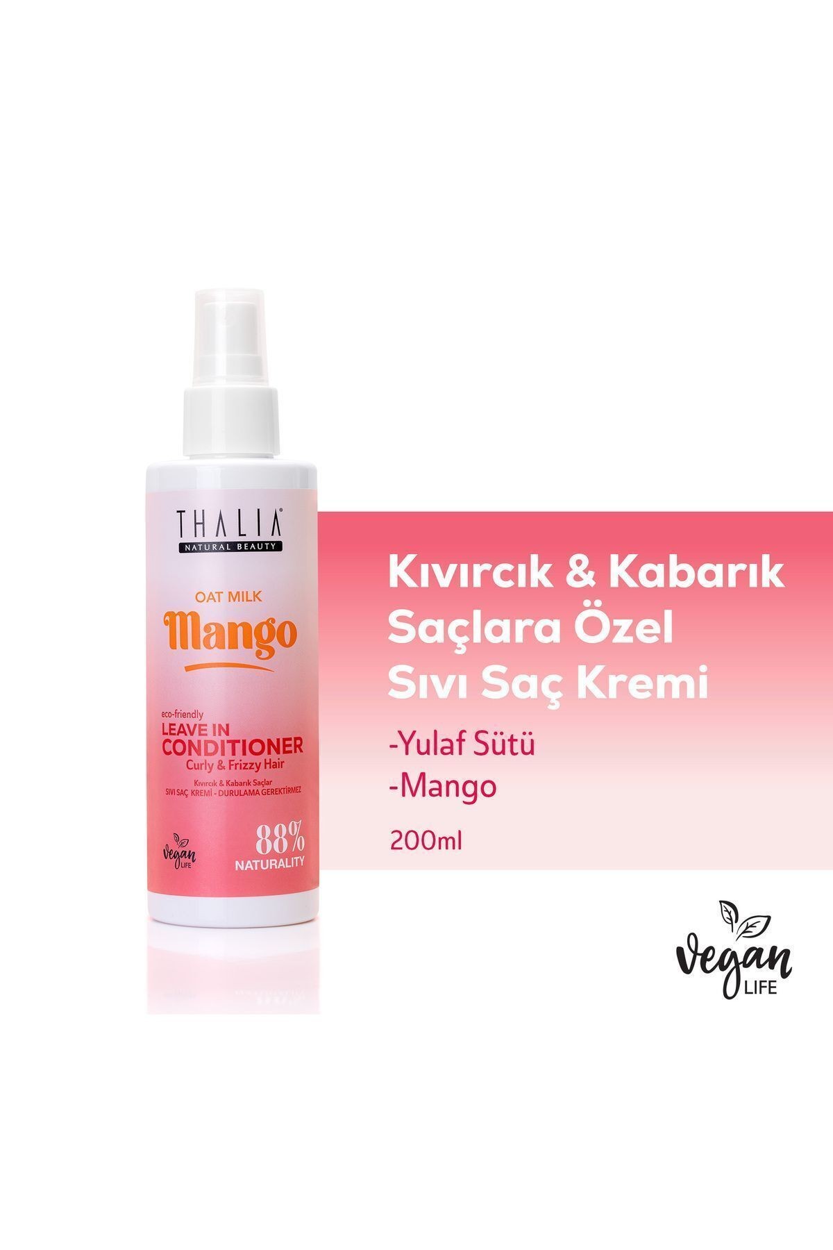 Yulaf Sütü & Mango Özlü Kıvırcık & Kabarık Saçlara Özel Sıvı Bakım Kremi 200ml