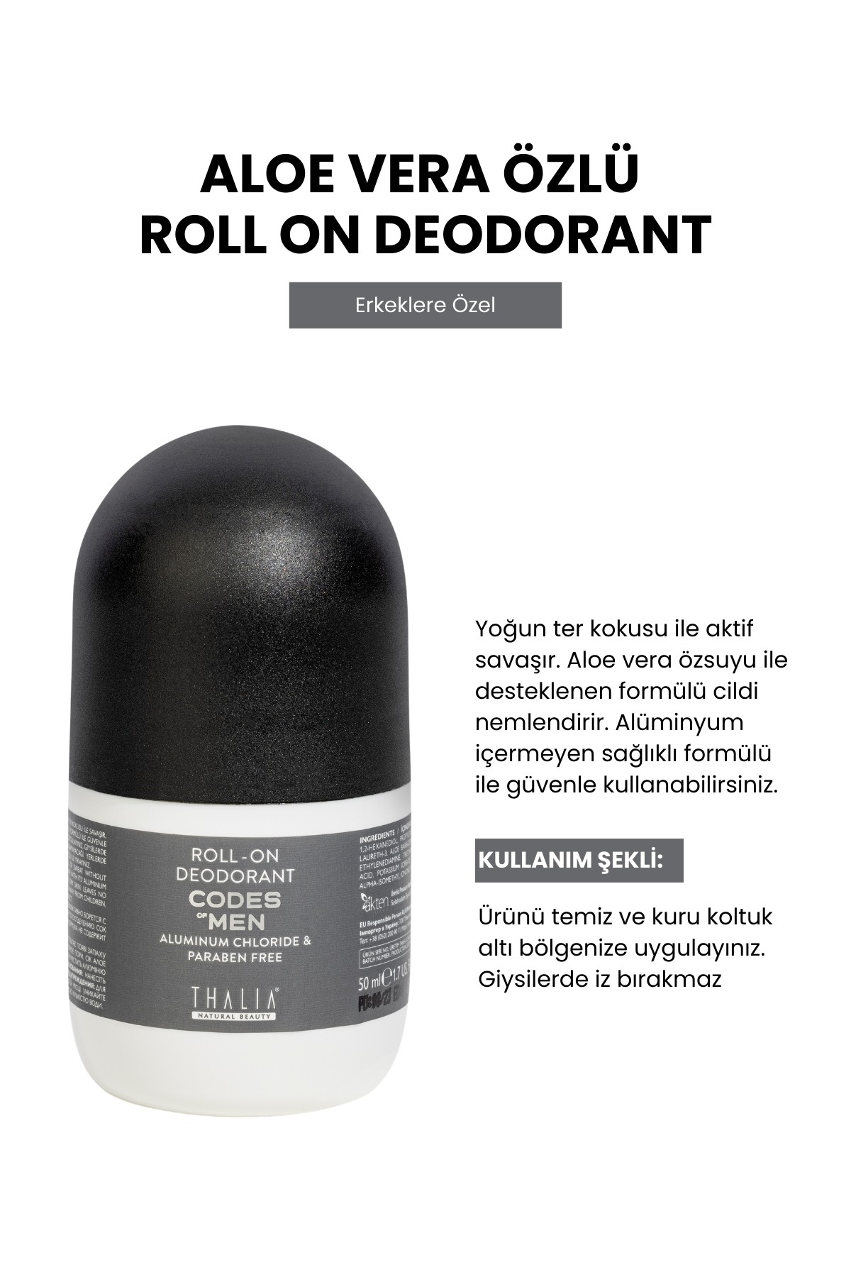 Erkek Aloe Vera Özlü Roll’on Deodorant 50ml