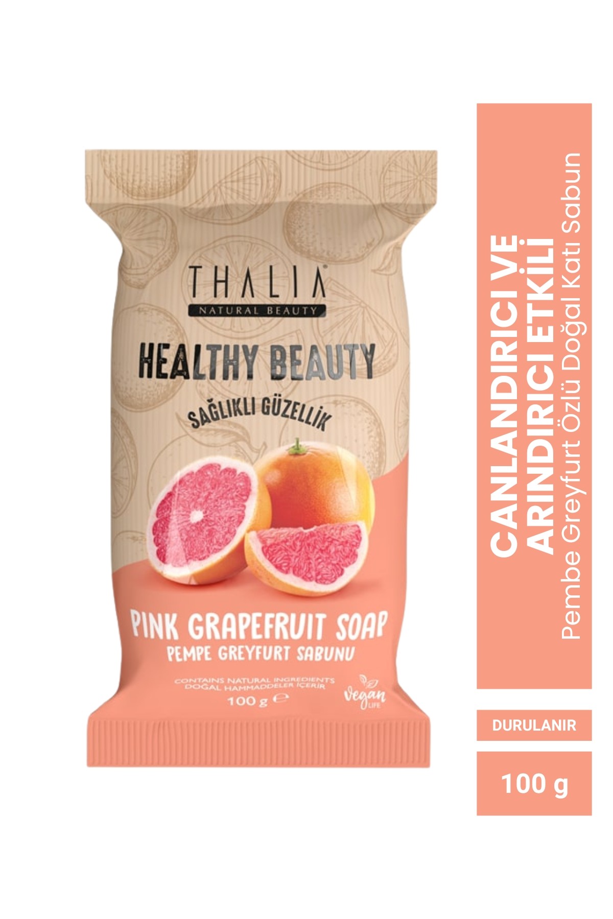 Kırışıklık Önleyici Healthy&beauty Pembe Greyfurt Özlü Doğal Katı Sabun - 100 gr