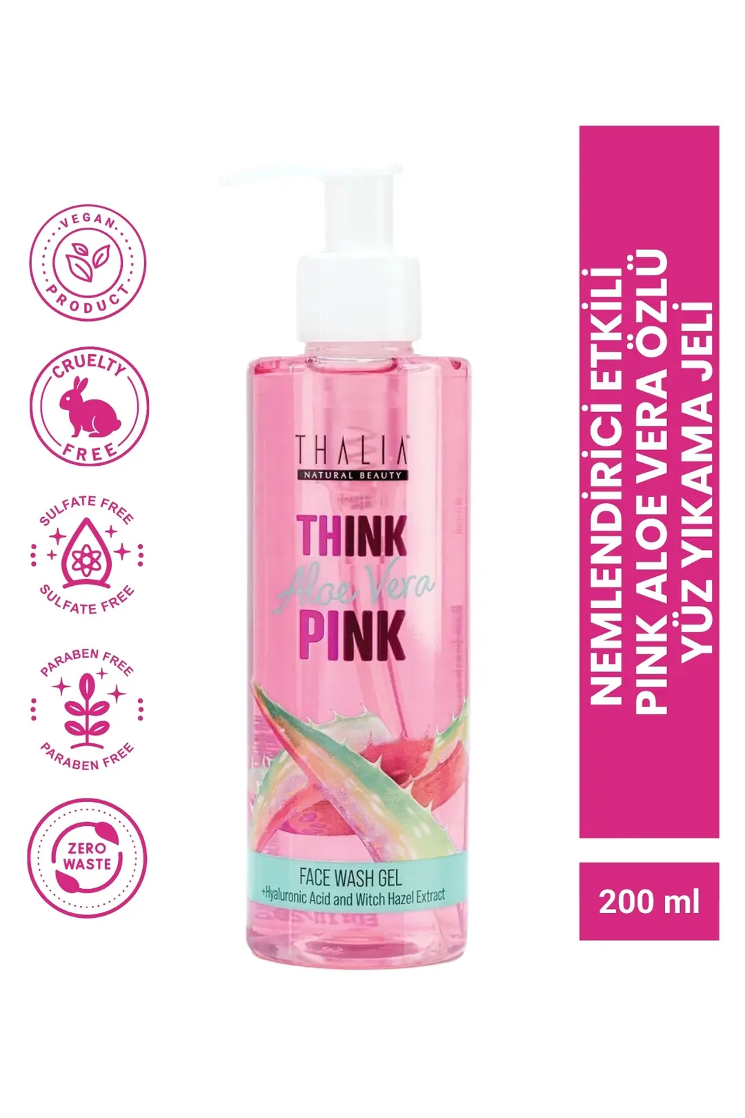 Pink Aloe Vera Özlü Hyaluronic Asitli Nemlendiricili Yüz Yıkama