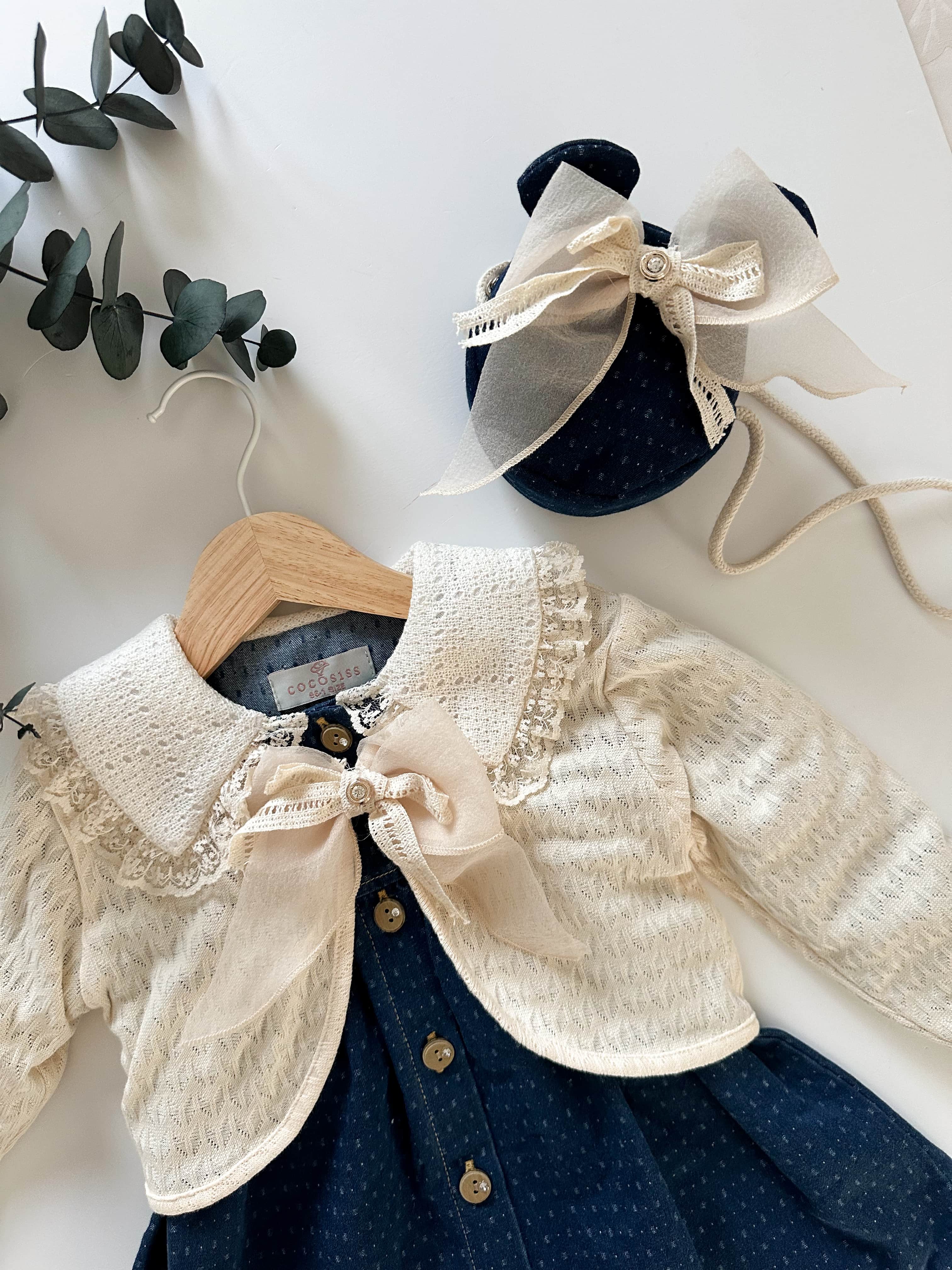 Kız Çocuk Denim Elbise & Hırka Takımı – Çanta Hediyeli (1-5 Yaş)