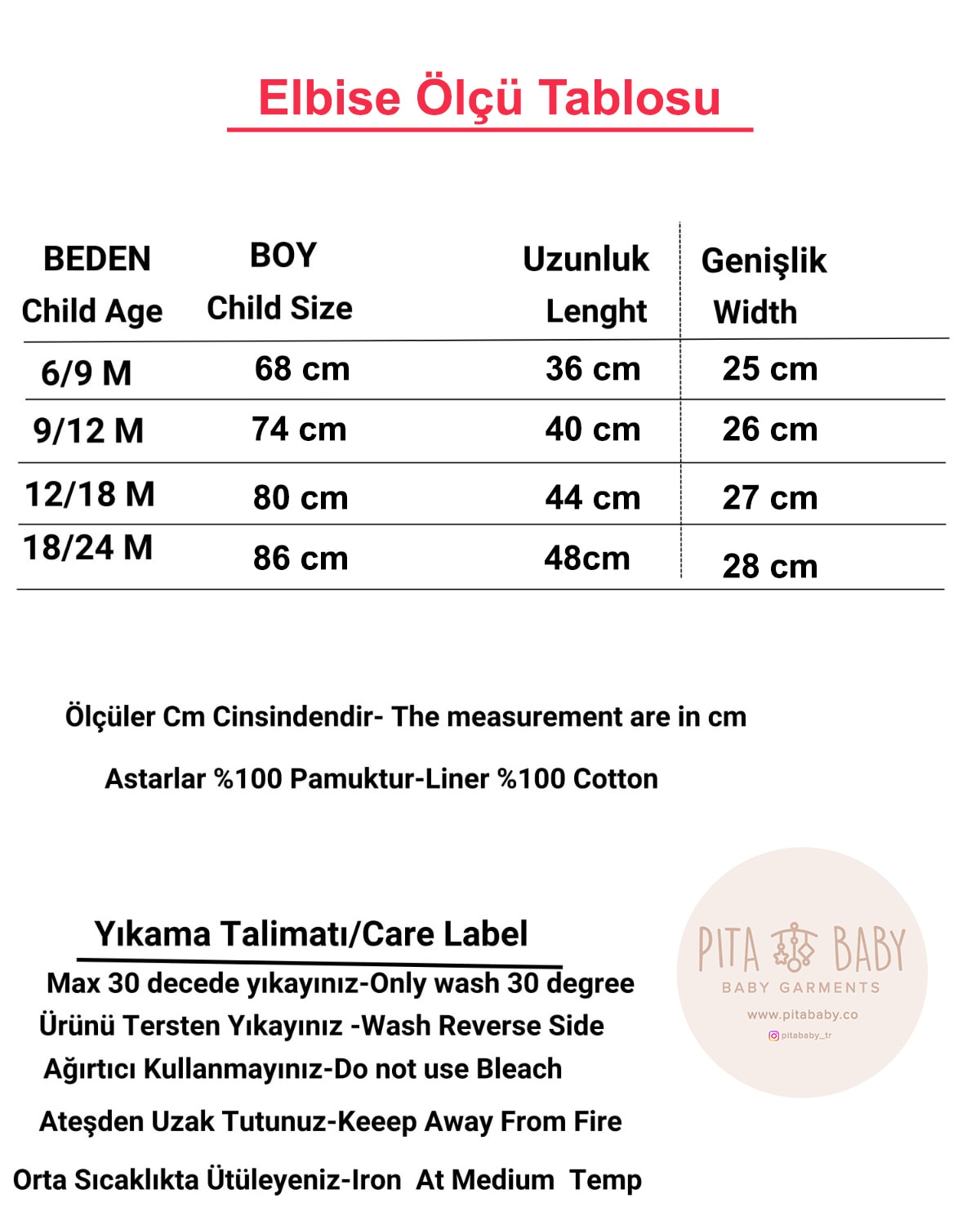 Beyaz Yaka Nakışlı Kot Kız Bebek Elbisesi – Uzun Kollu, Düğmeli, %100 Pamuk