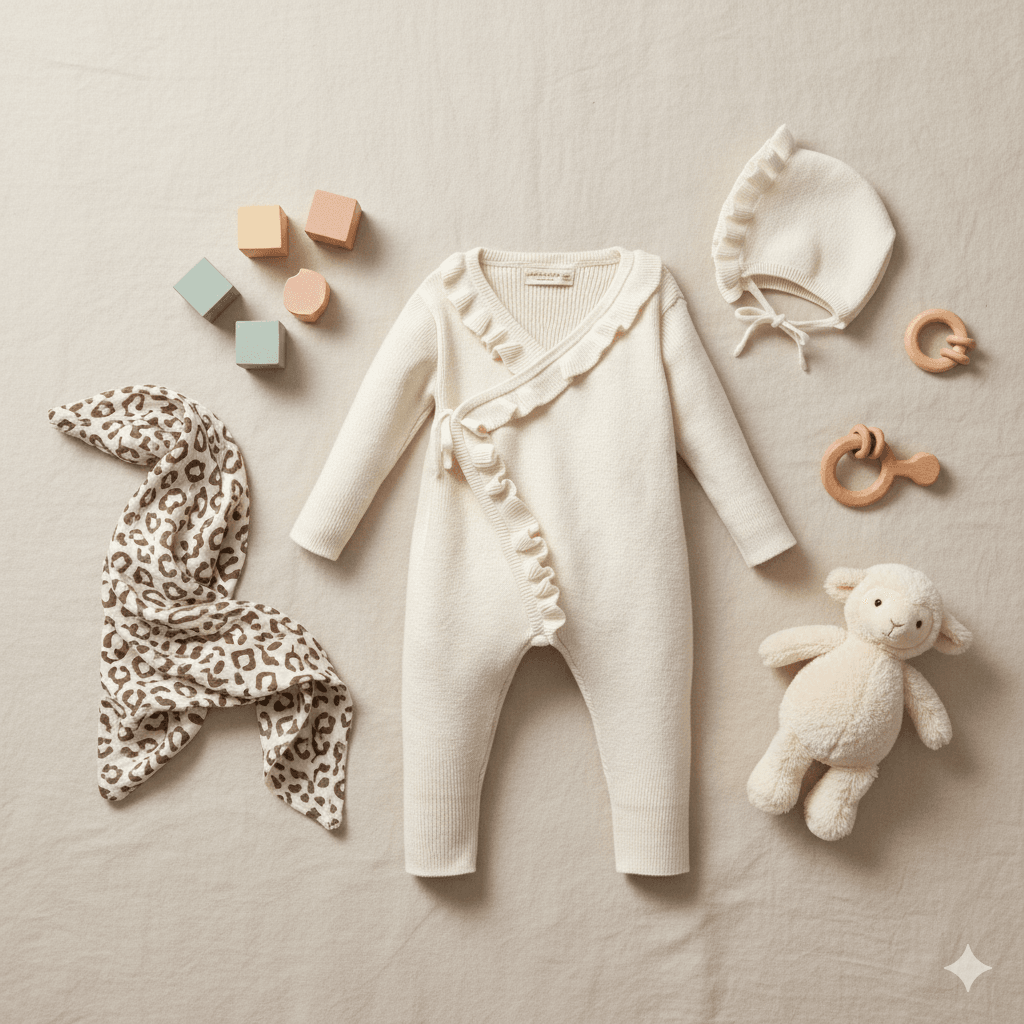 Premium 0-3 Ay Kruvaze Fırfırlı 3’lü Triko Set – Uluslararası Standartlarda