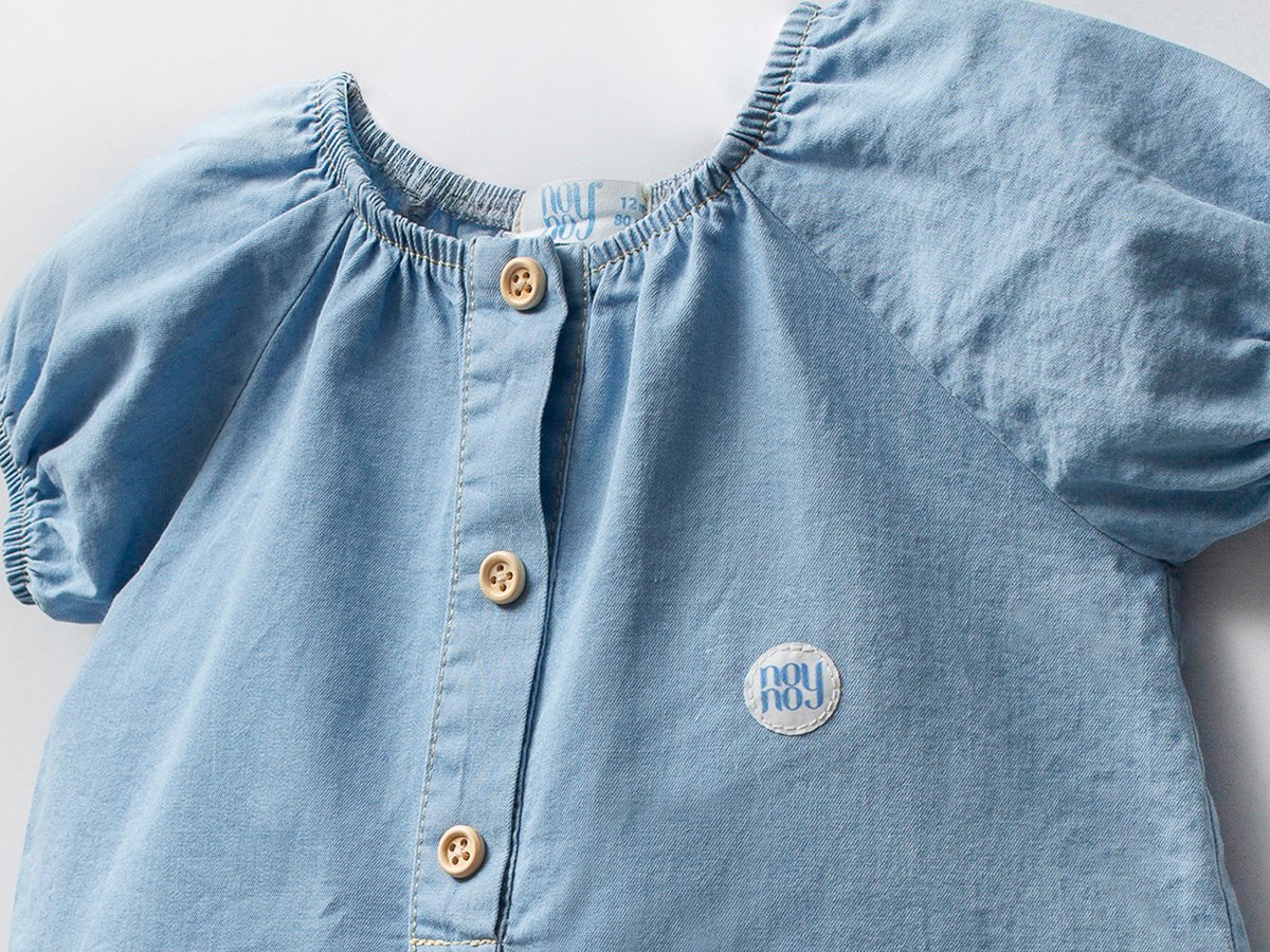 👶 %100 Pamuk Şapkalı Nakışlı Kız Bebek Tulum – Denim Mavi