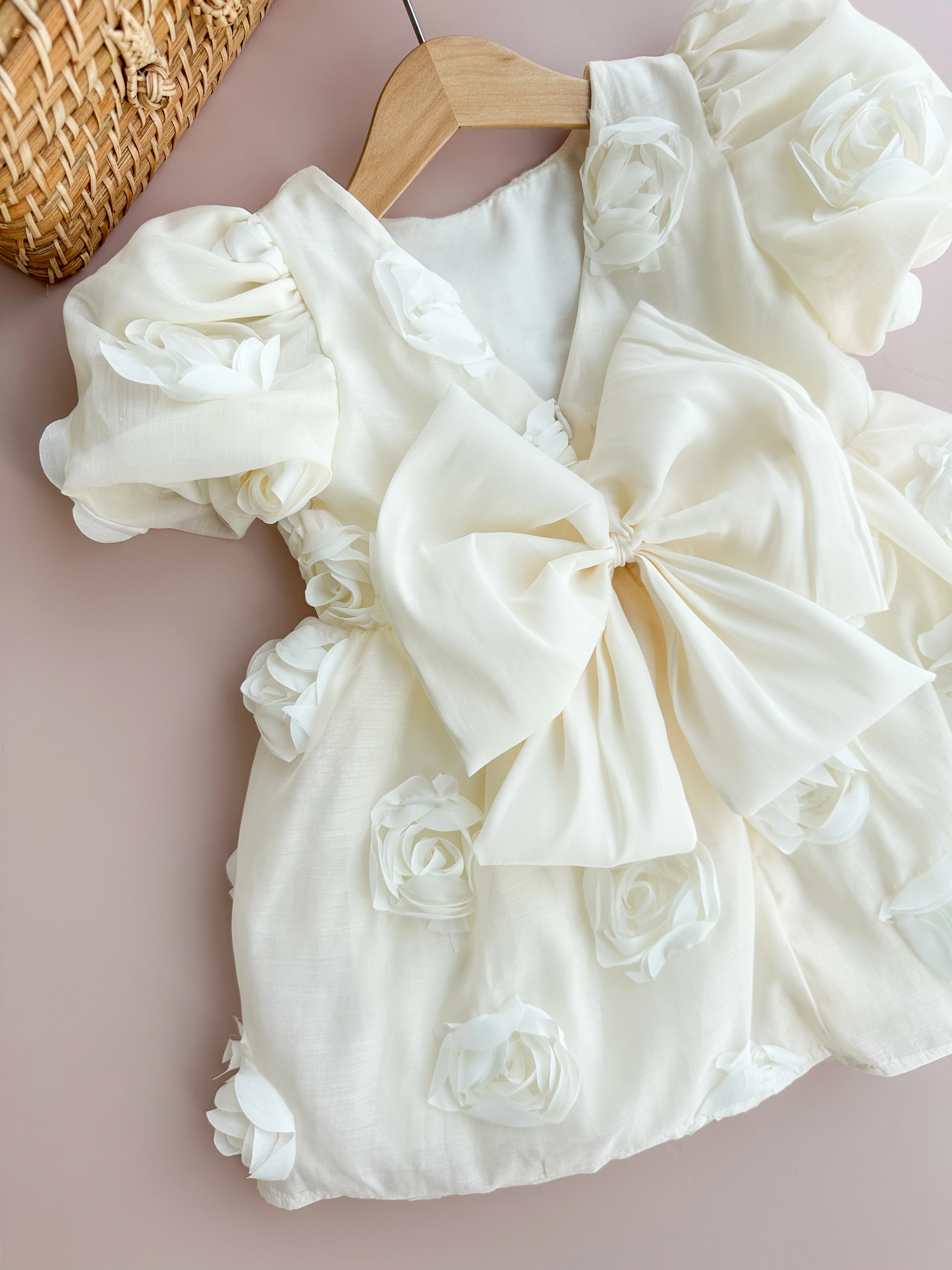 Celine 3D Çiçek Detaylı, Özel Gün Kız Bebek Elbisesi