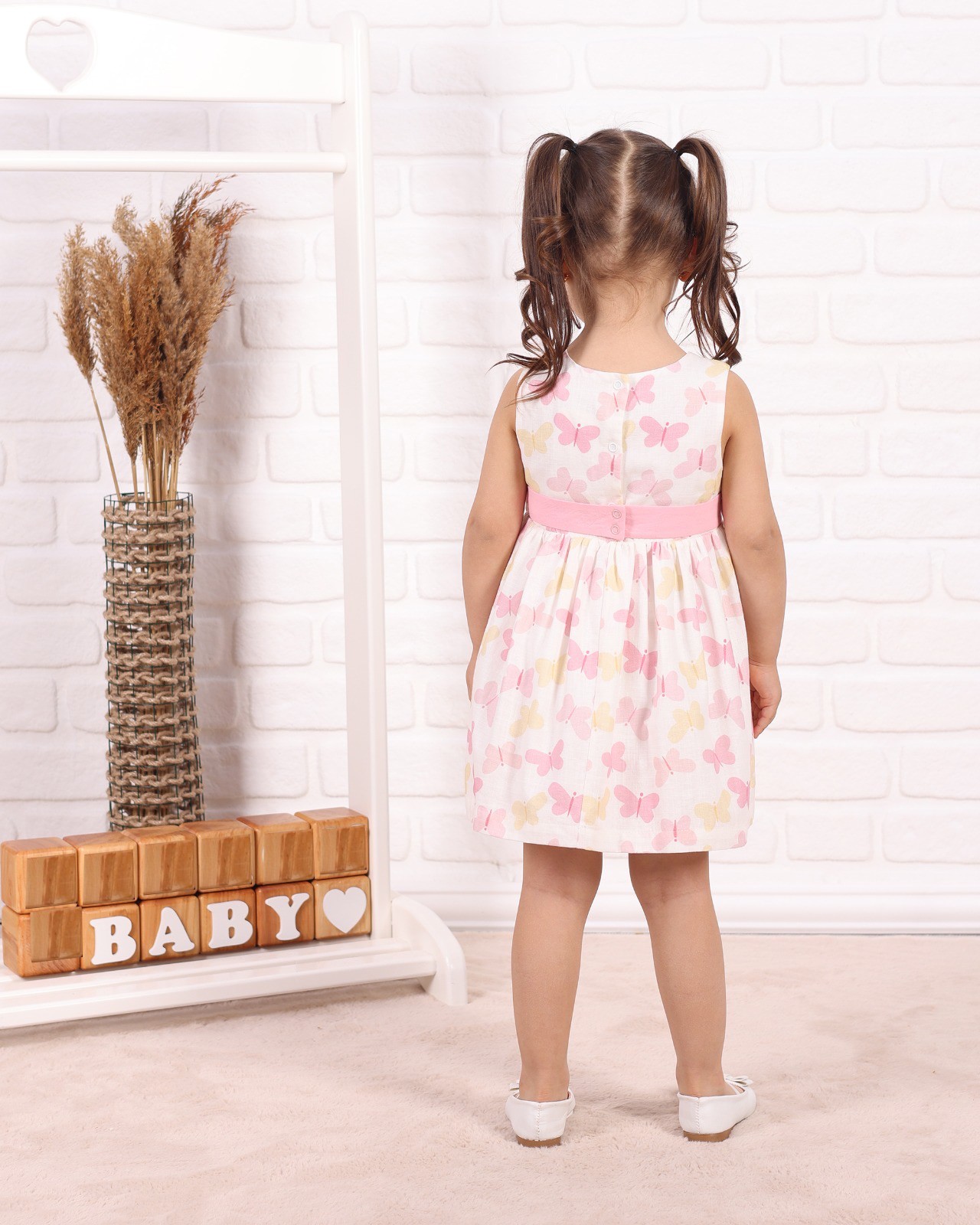 Butterfly Fiyonk Detaylı Kız Çocuk Elbise
