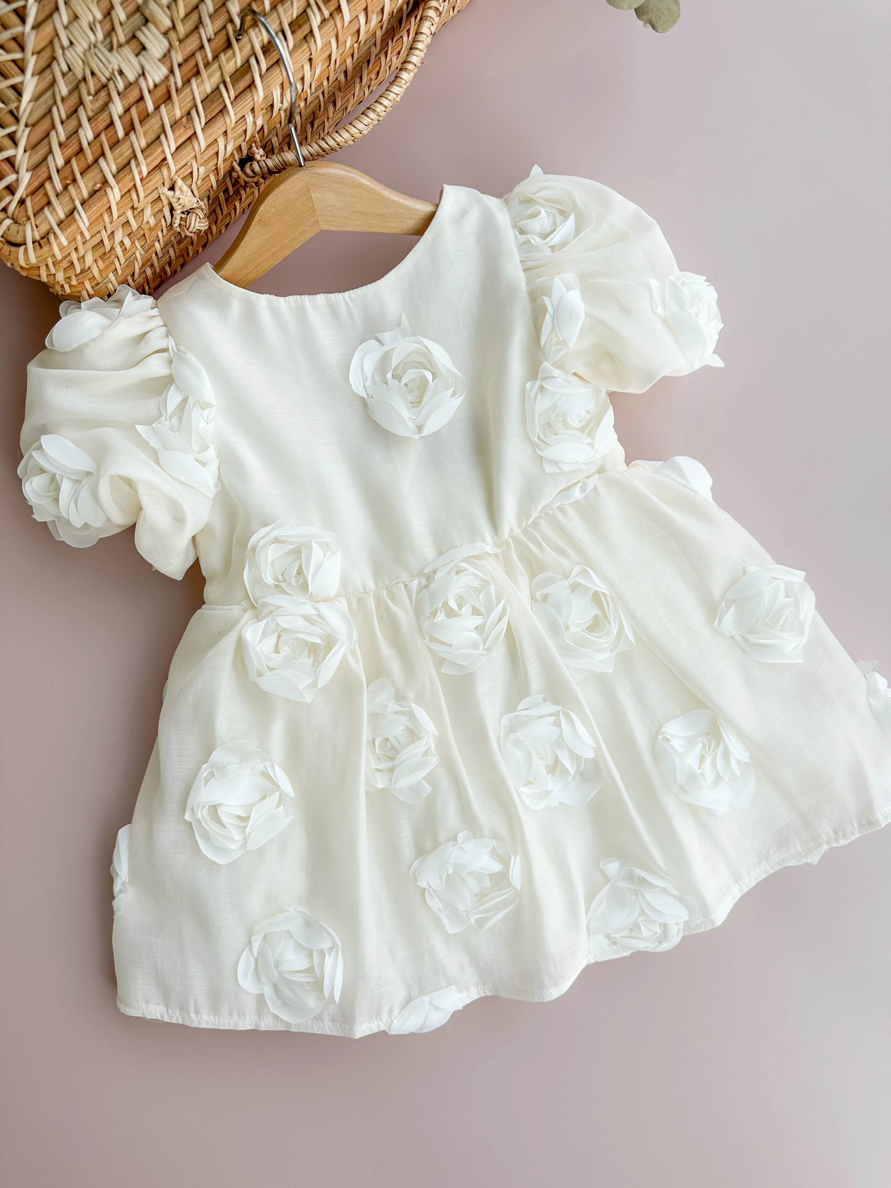 Celine 3D Çiçek Detaylı, Özel Gün Kız Bebek Elbisesi