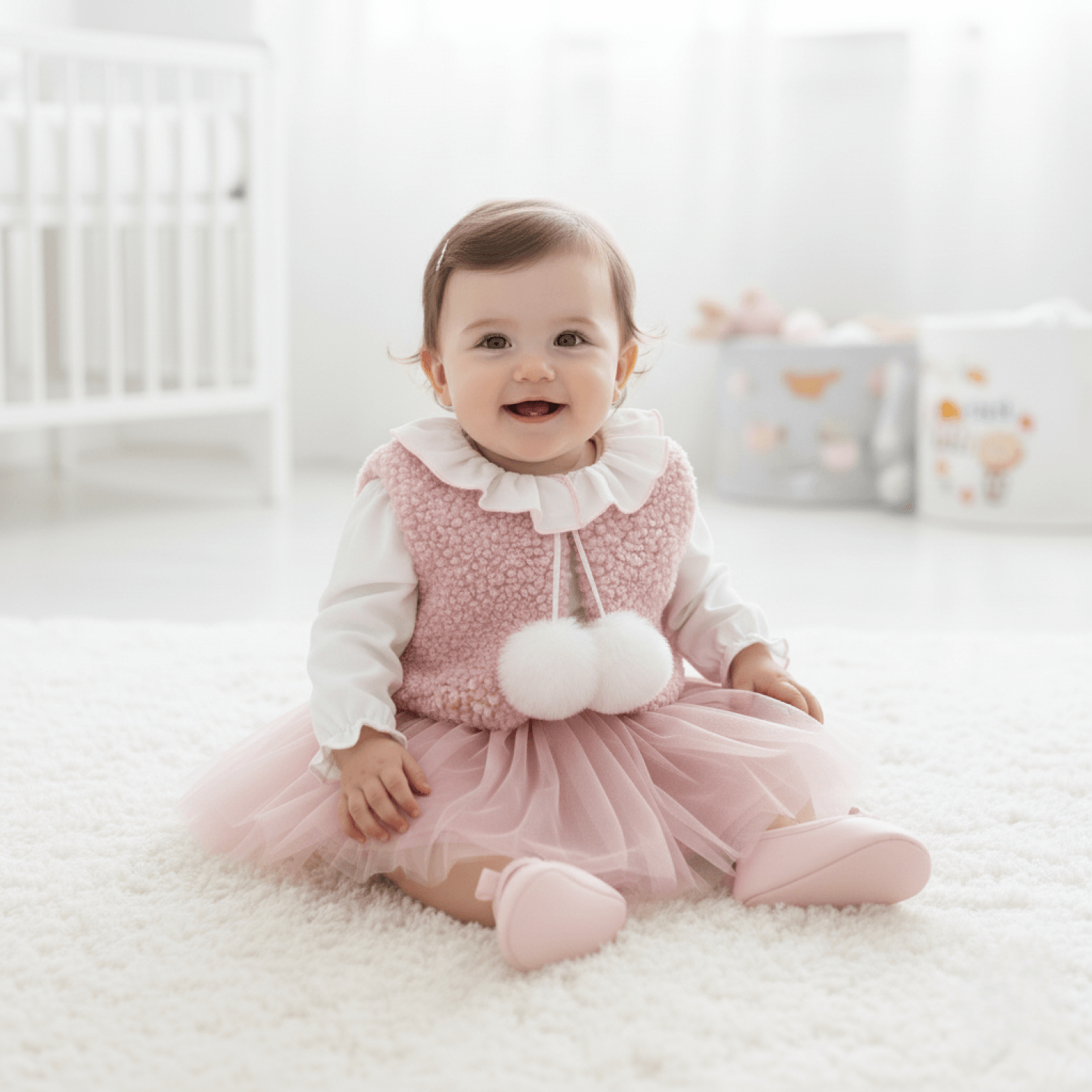 Kız Bebek Pembe Yelekli Tütülü Elbise Takımı – 3-6 Ay / 12-18 Ay – Özel Gün ve Günlük Kullanım