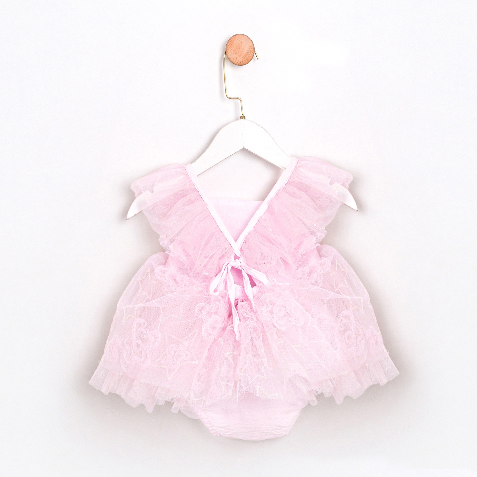 ⭐ Tütülü Yıldız Desenli Bebek Tulum-Pembe