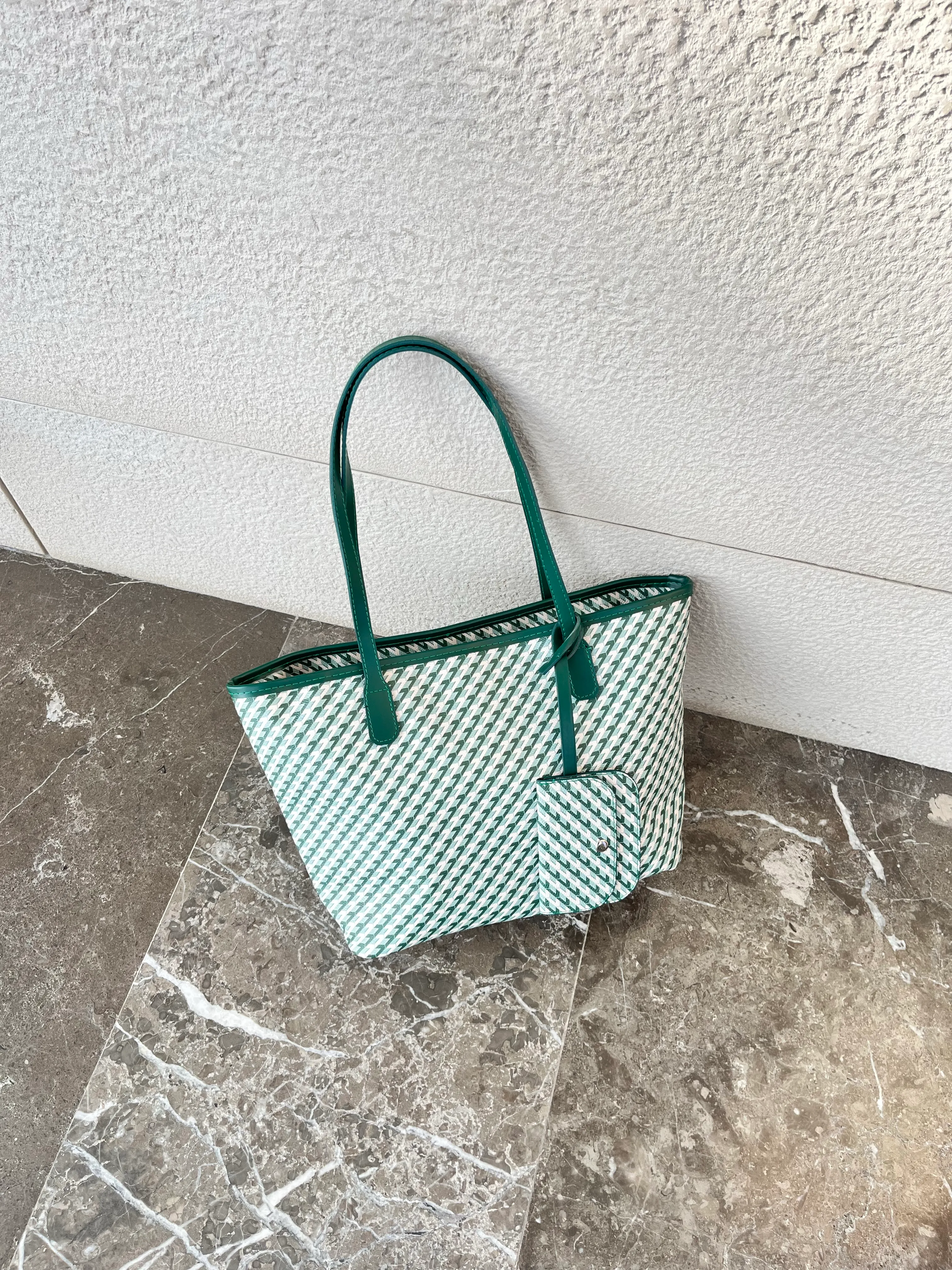 Ribon/ Cüzdan Detaylı Kadın Omuz Çantası - yeşil