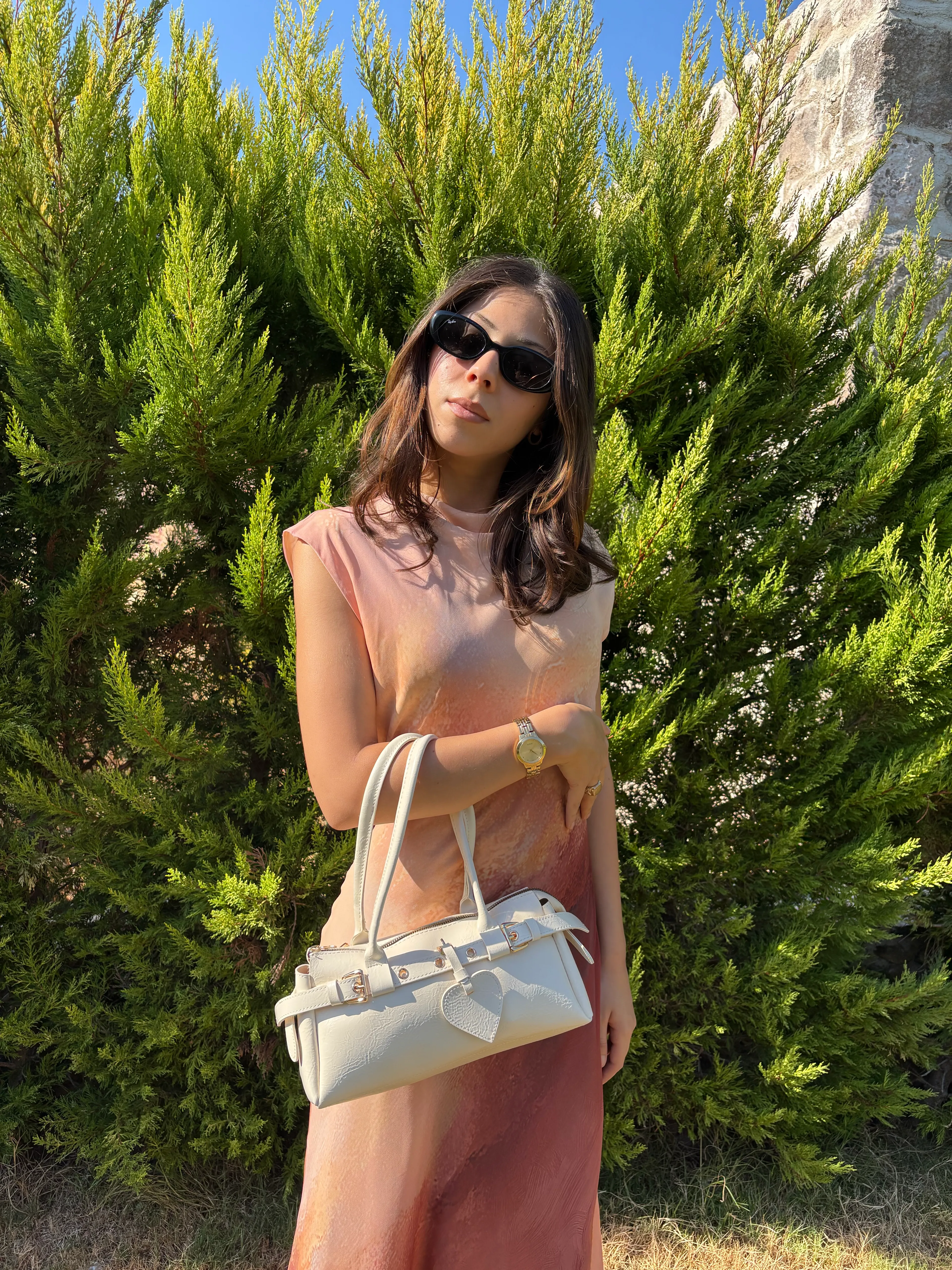 Blair/Kalp Charmlı Baget Kadın Çanta - krem