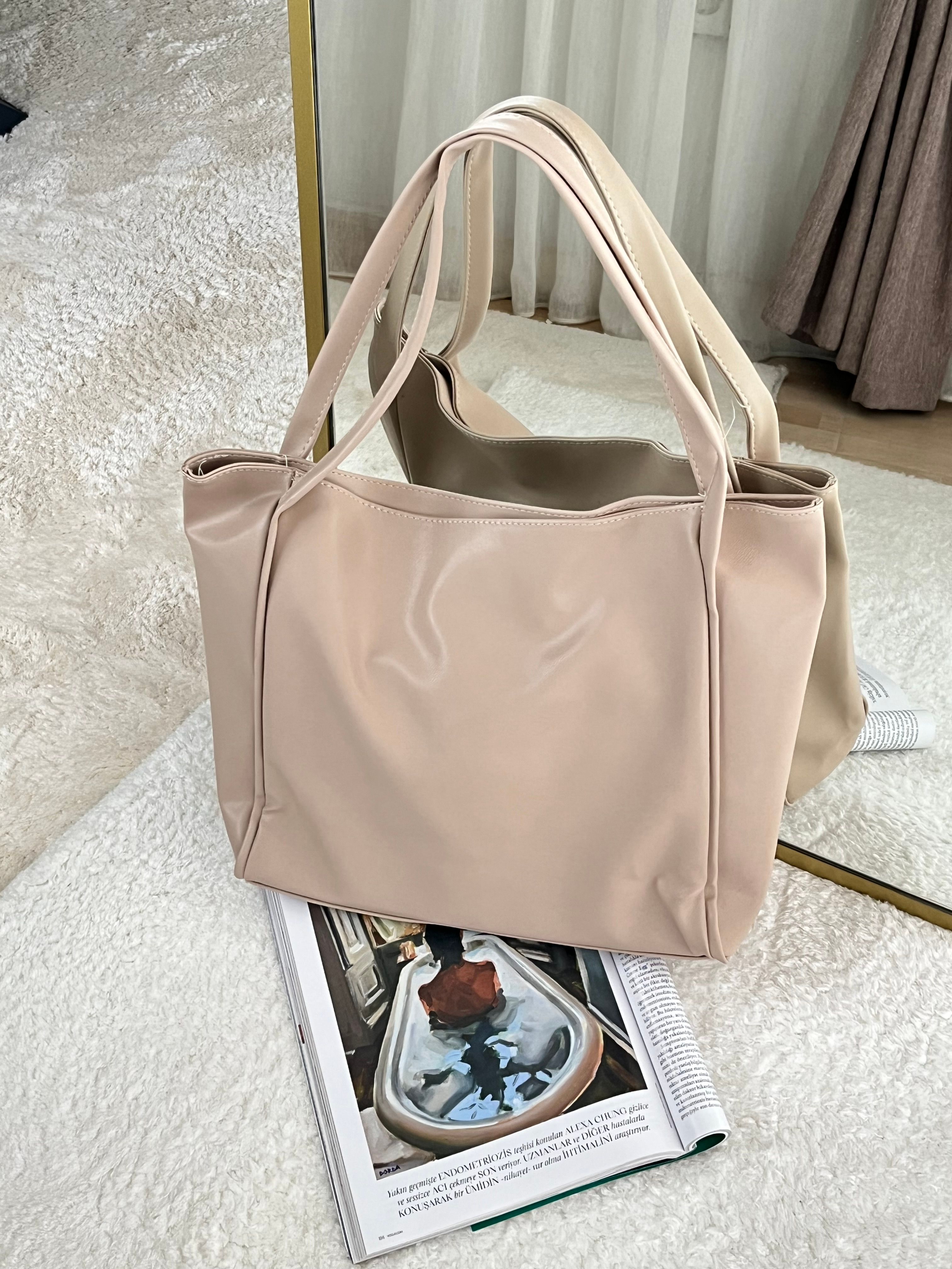 Shopper Büyük Kadın Kol Çanta - krem