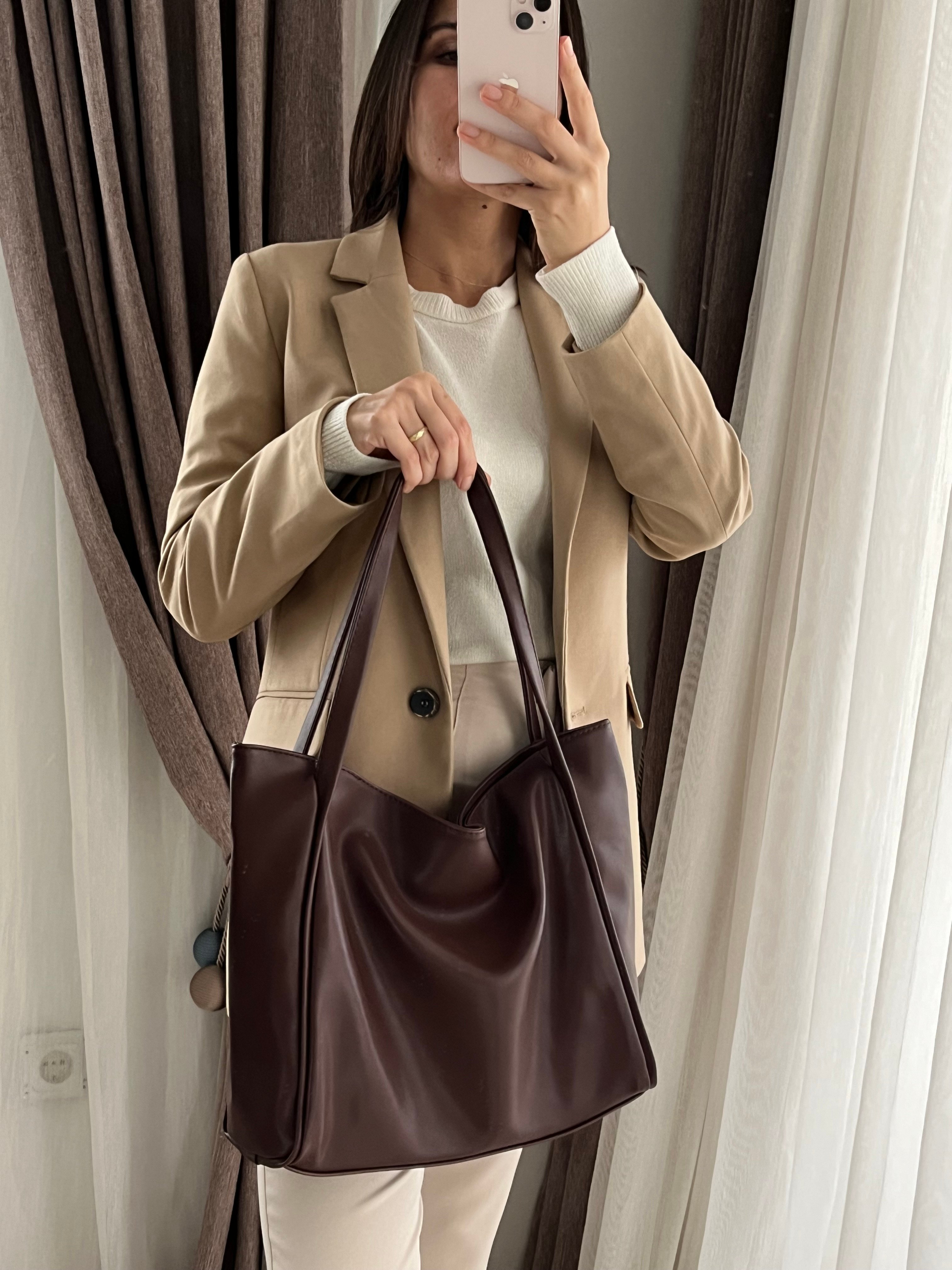 Shopper Büyük Kadın Kol Çanta - acı kahve