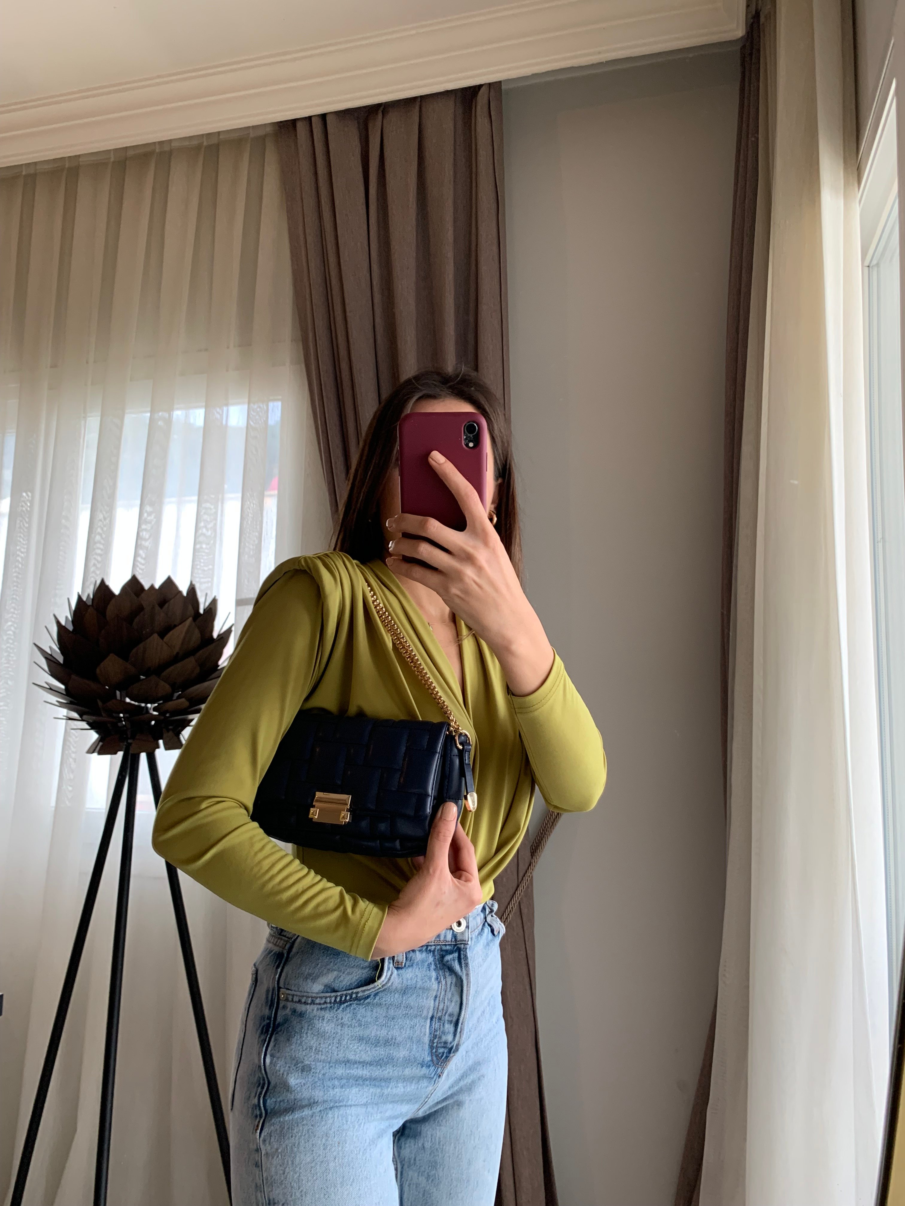 Luna/ Gold Zincir Askılı Kadın Çanta - lacivert