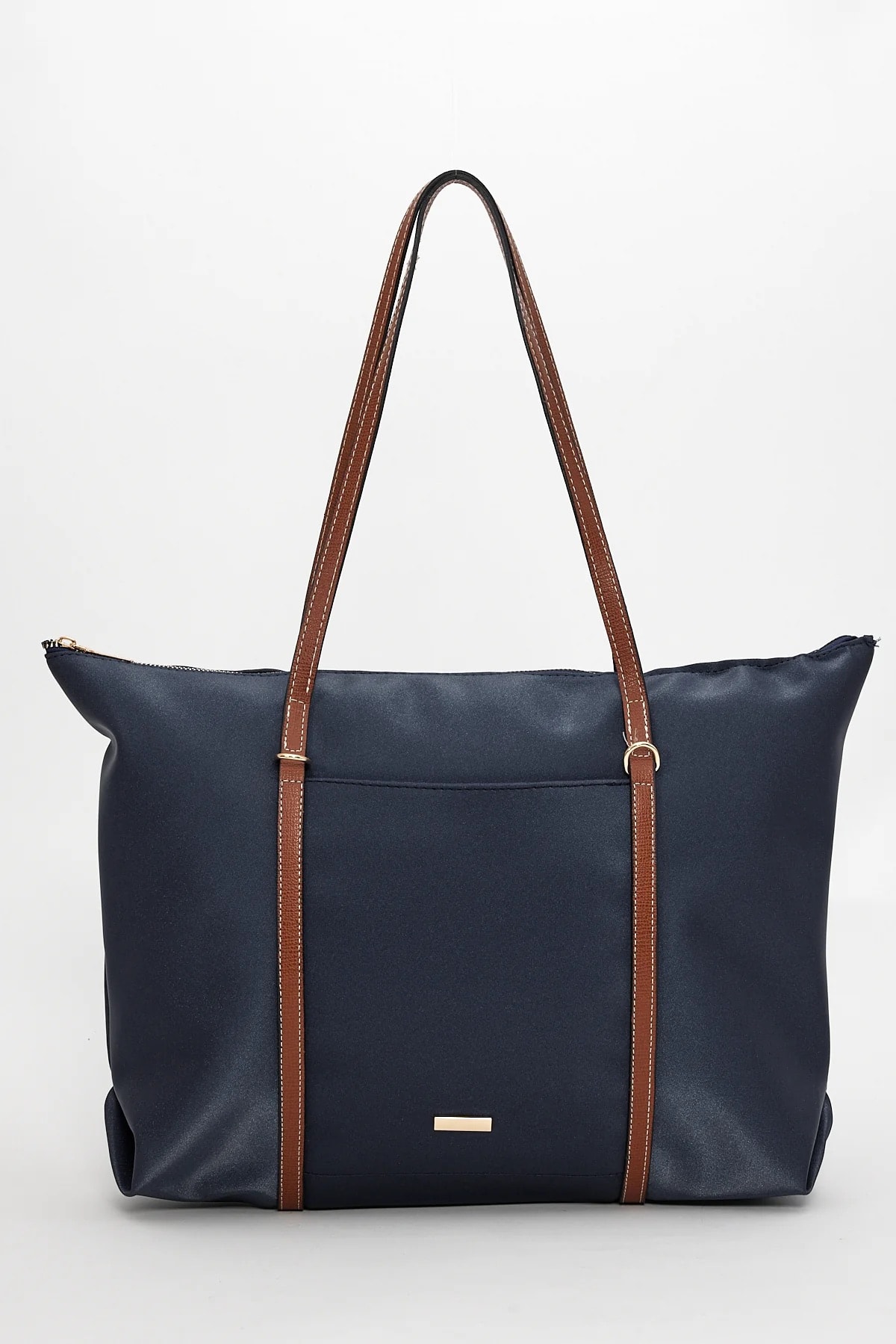 Mona|Şeritli Shopper Kadın Omuz Çantası - lacivert