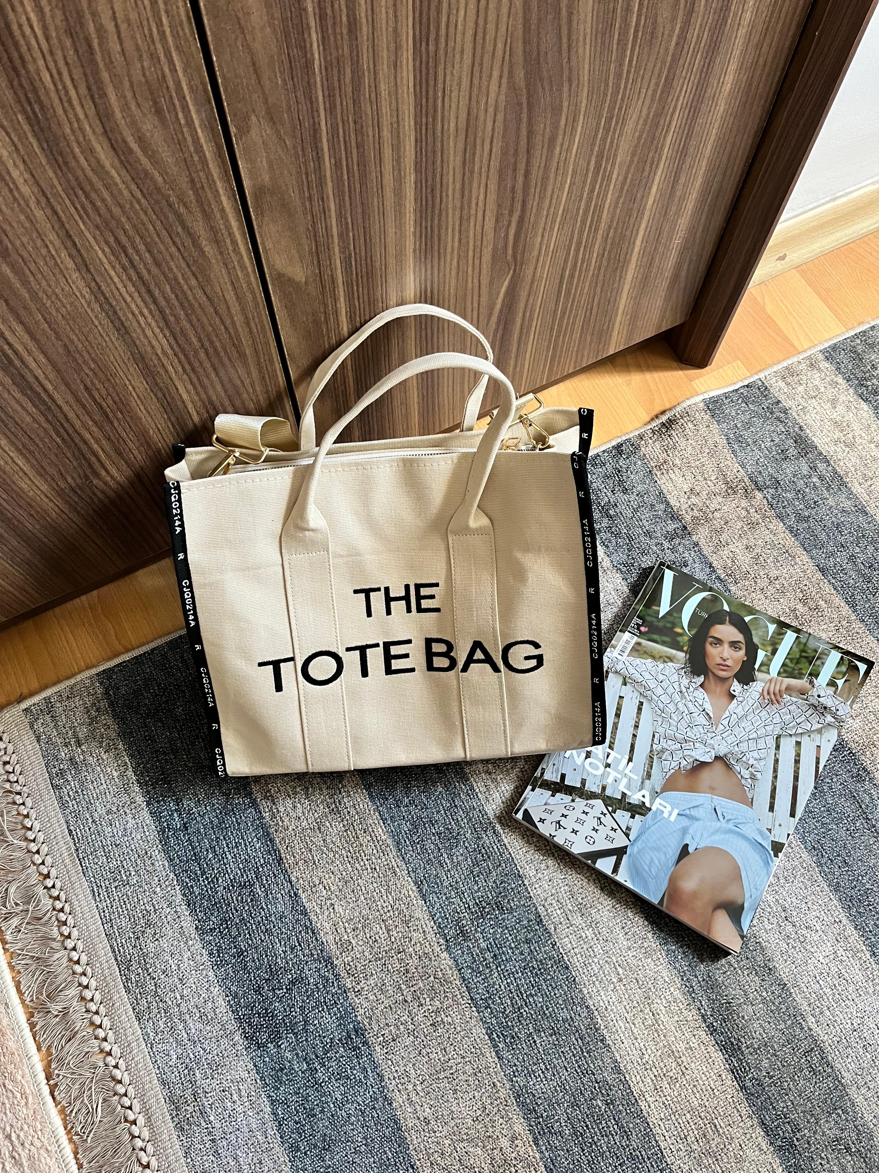 Tote Bag / Kanvas Kumaş El ve Omuz Kadın Çanta - krem