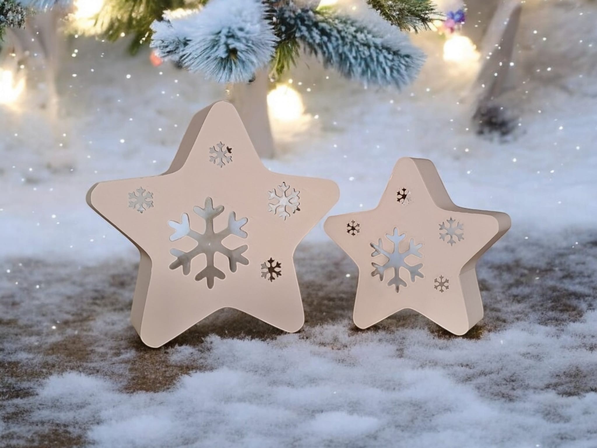 LED tea light, decorative stars "Twinkle Snowflakes"