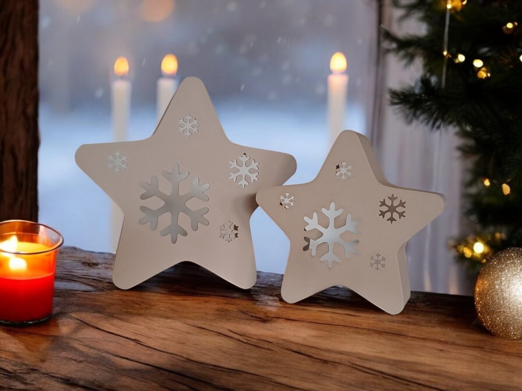 LED tea light, decorative stars "Twinkle Snowflakes"