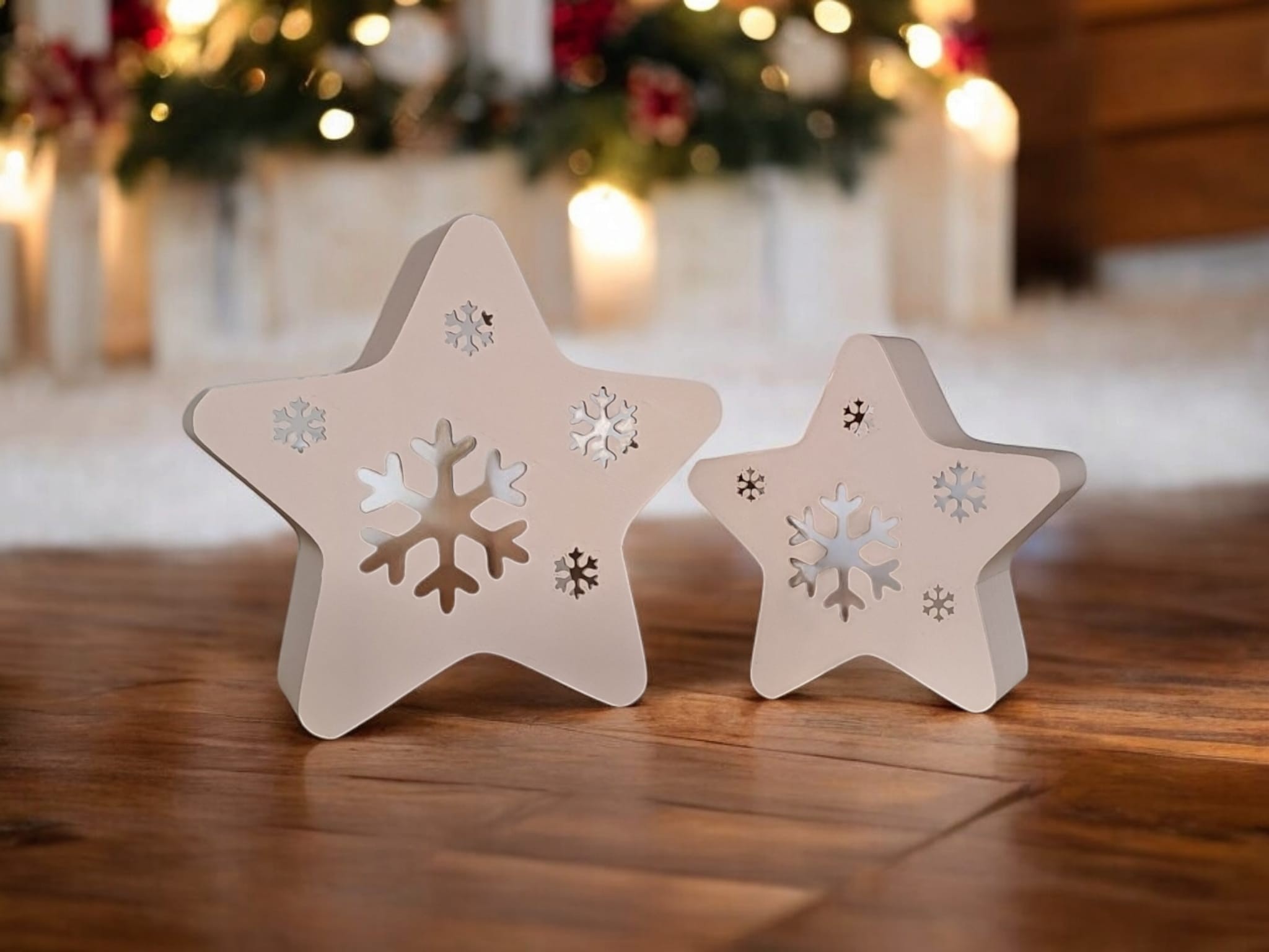 LED tea light, decorative stars "Twinkle Snowflakes"