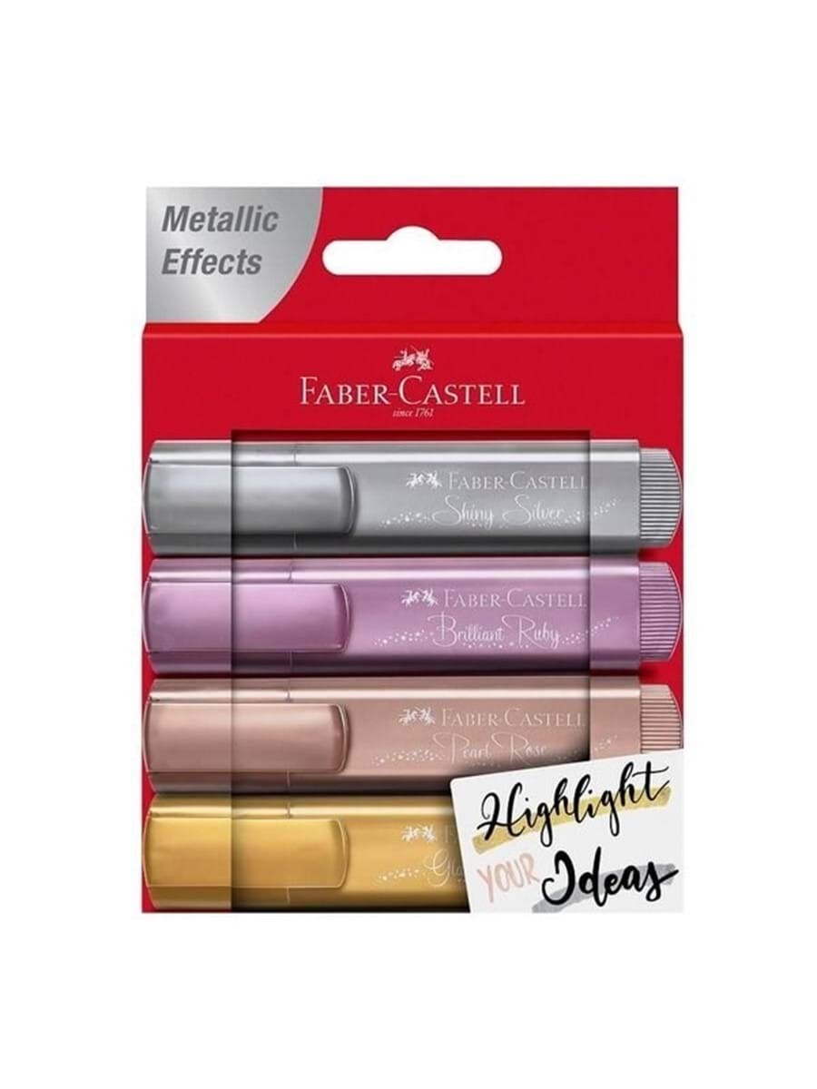 Faber Castell 1546 Fosforlu Kalem 4 Lü Takım Metalik Renkler