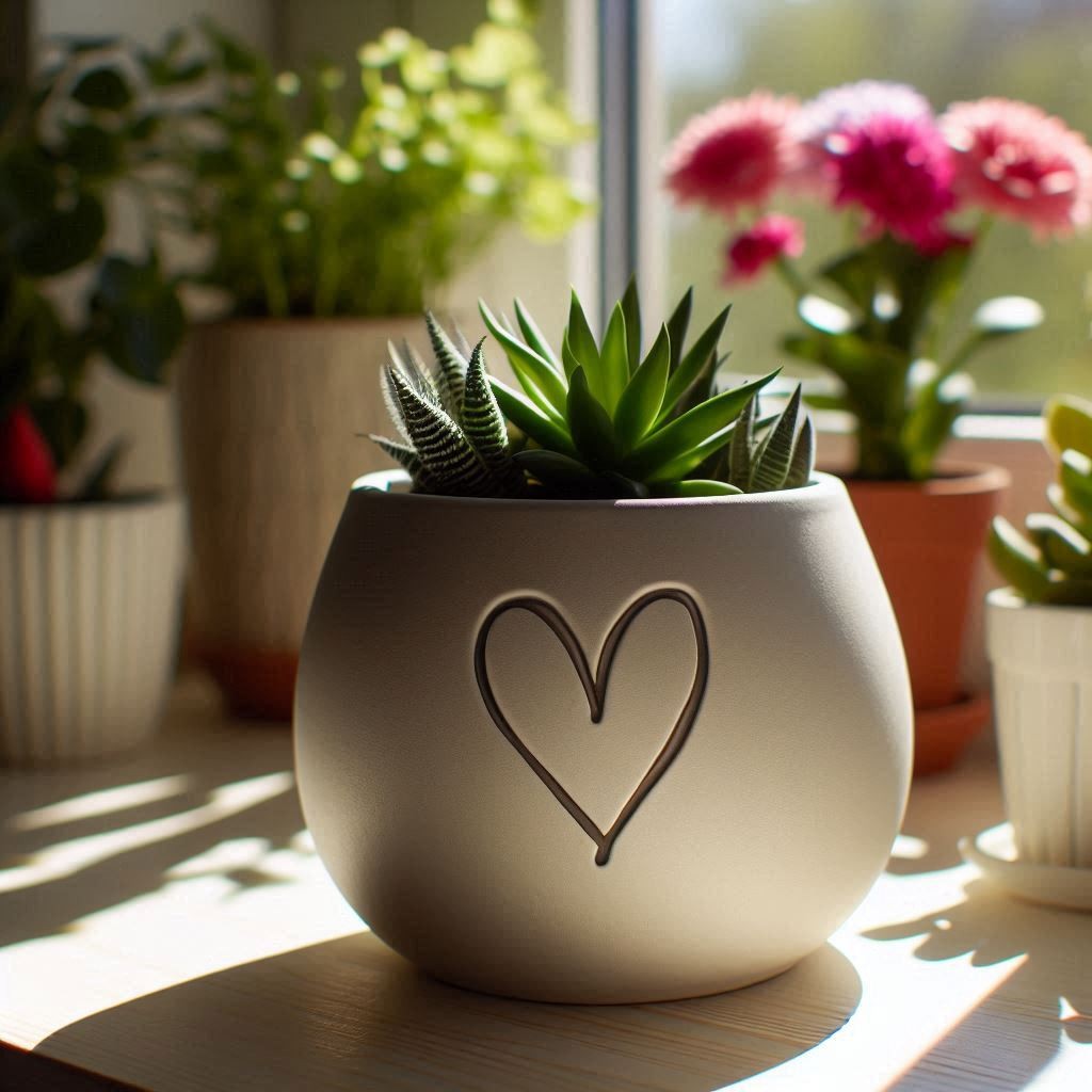 Small sweet heart plant pot