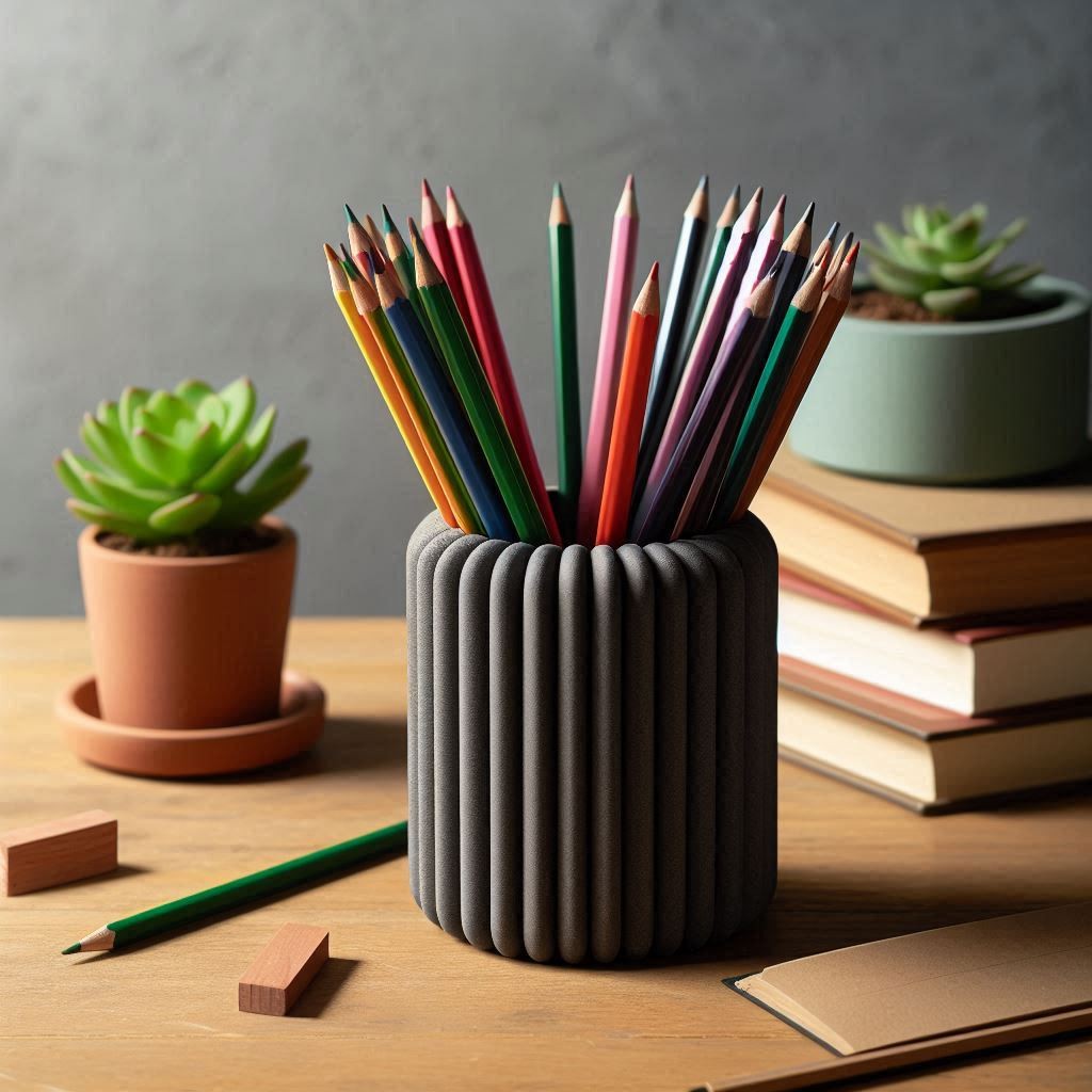 Modern Rod Ribbed Design Pencil Holder