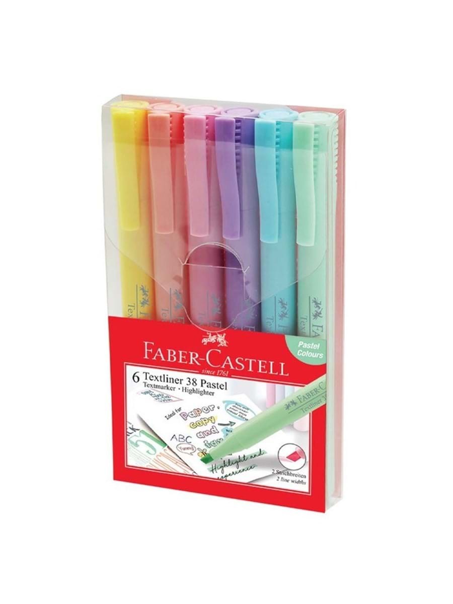 Faber Castell 38 Fosforlu Kalem 6 Renk Pastel 158218